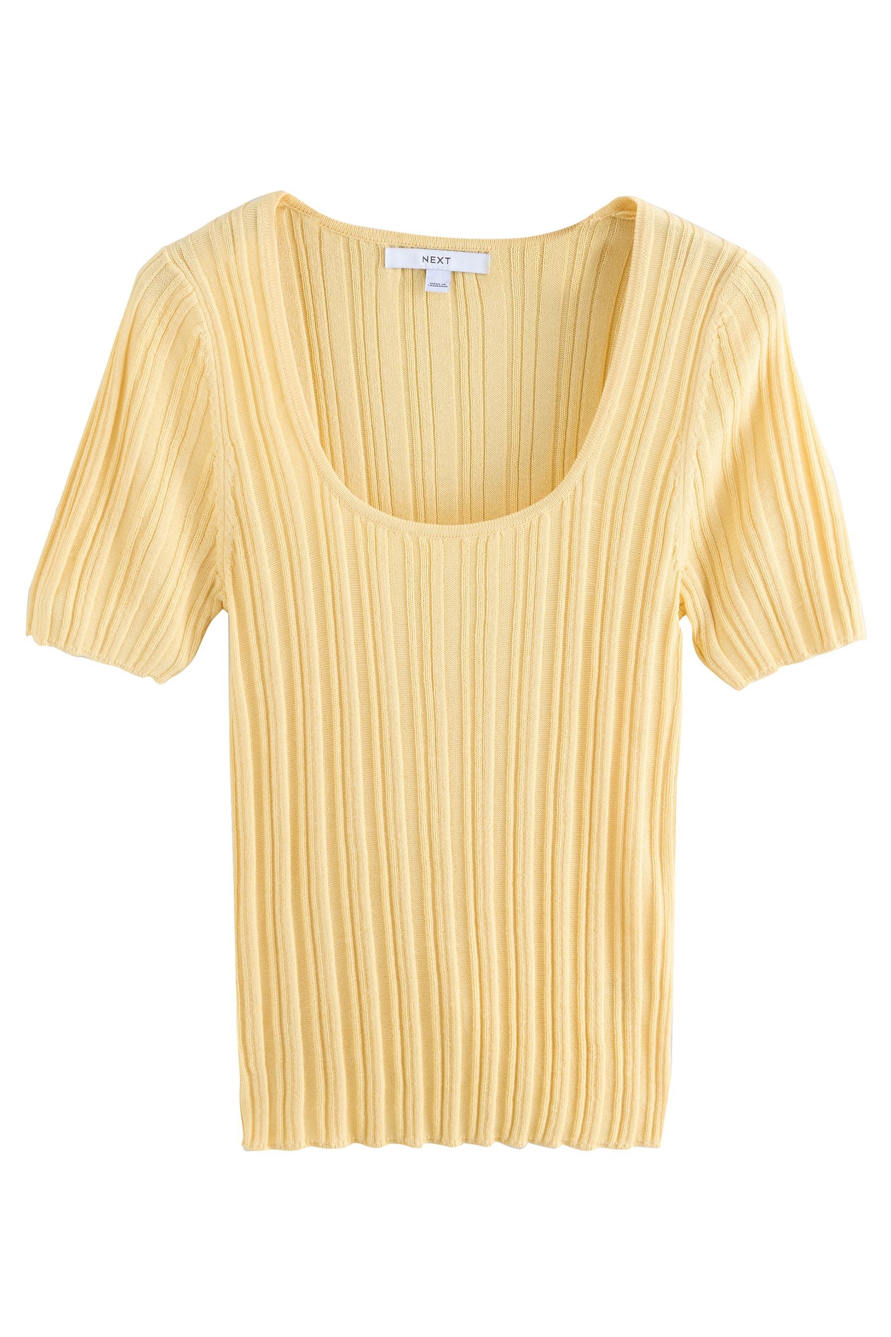 Next T-Shirt Geripptes Feinstrick-T-Shirt mit U-Ausschnitt günstig online kaufen
