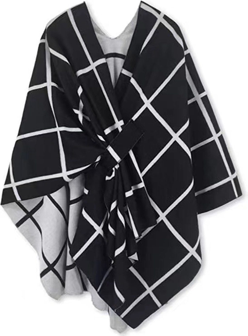 WaKuKa XXL-Schal Damen Schal Wrap Cape Cardigan Schal, geeignet für Herbst und Winter Schwarz