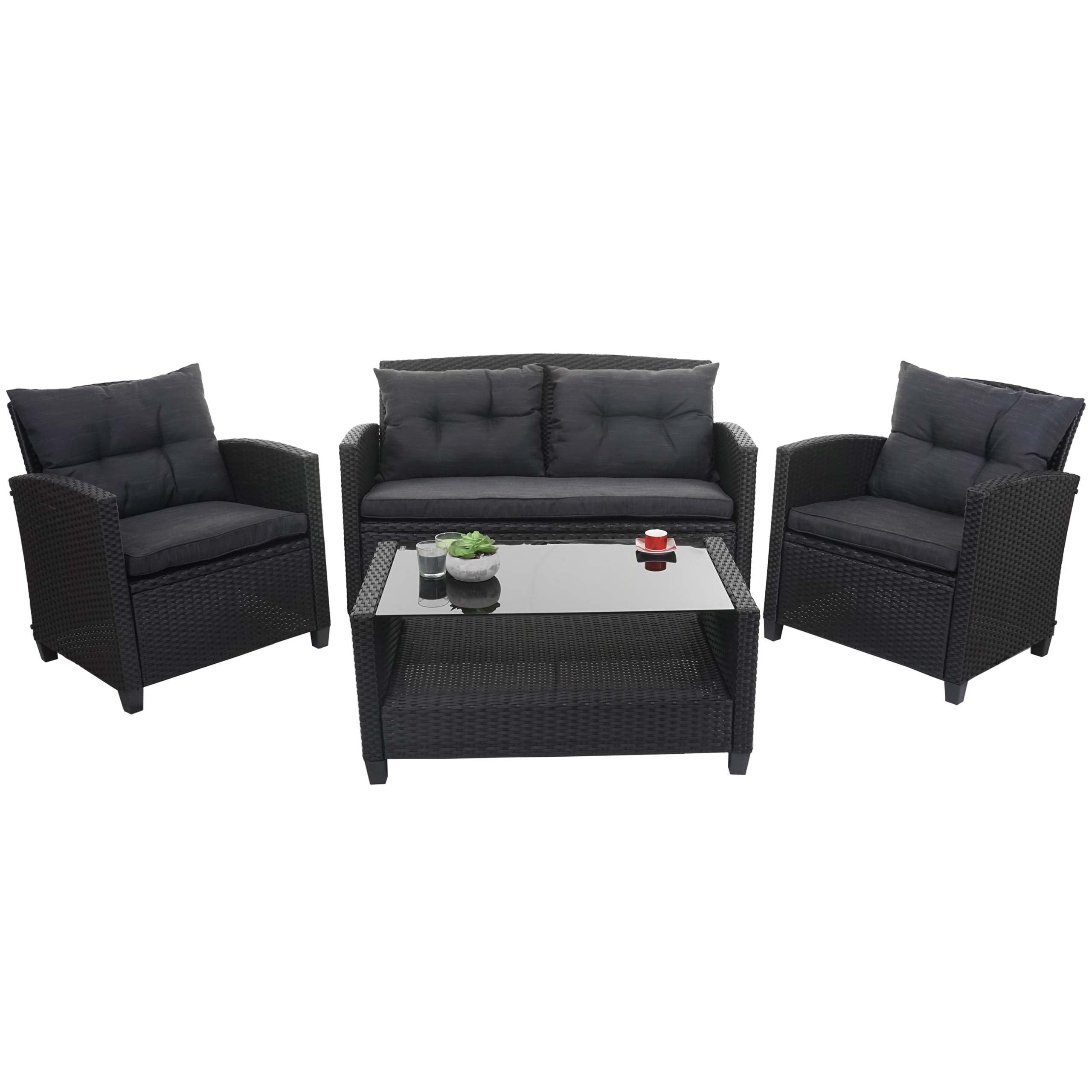 PROREGAL® Gartenlounge-Set XXL Poly-Rattan Garnitur Balkon-Set Sitzgruppe mit Kissen