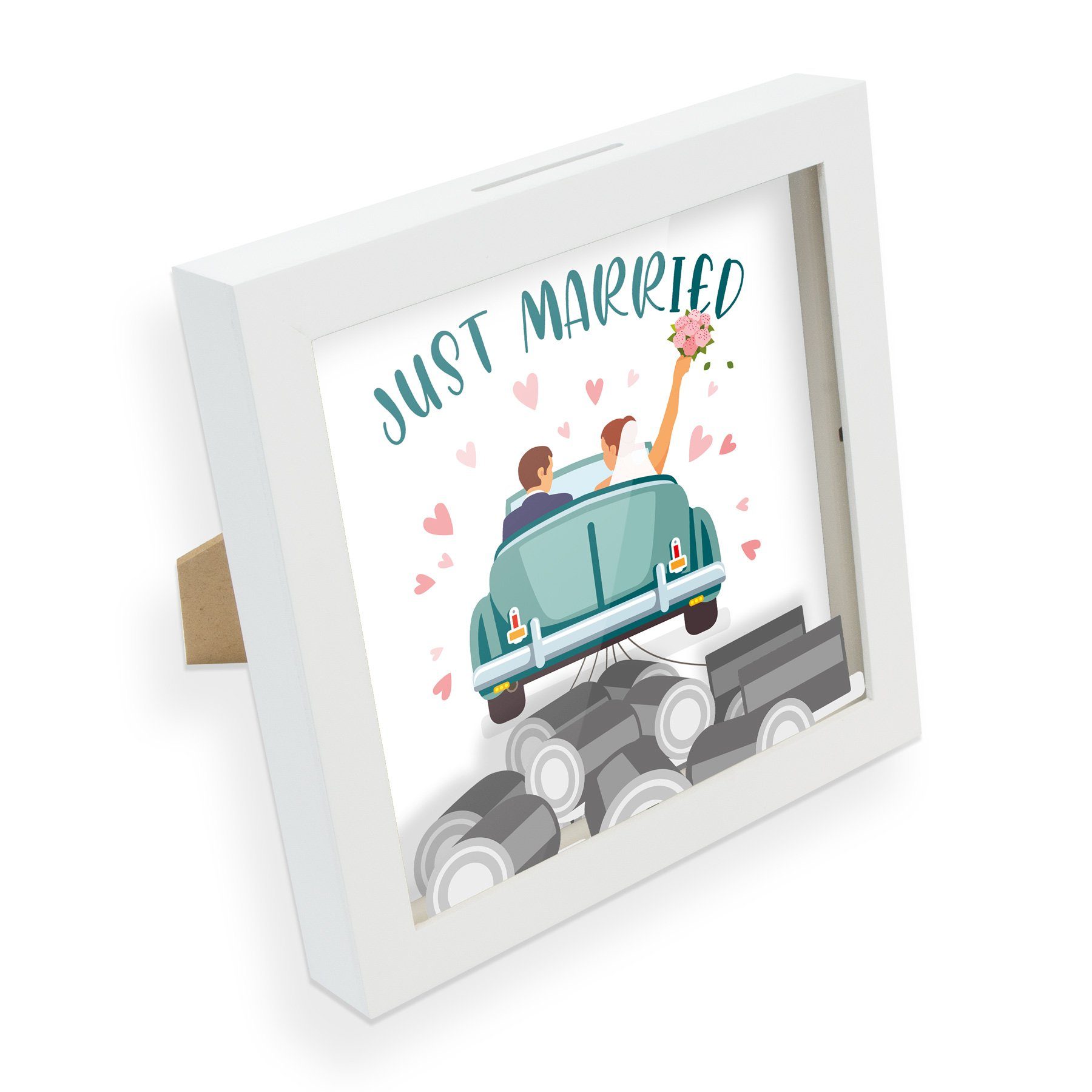 itenga Spardose itenga Bilderrahmen Spardose Just married (Motiv 22) - Einleger, Plexi