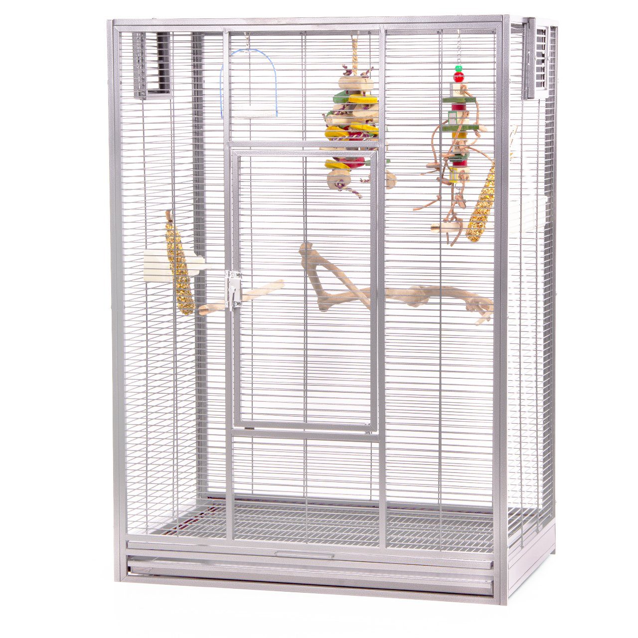 Montana Cages Vogelkäfig Premium Vogelvoliere "New Melbourne I" Vogelkäfig für Sittiche, Platinum, ca. 80 x 50 x 110 cm
