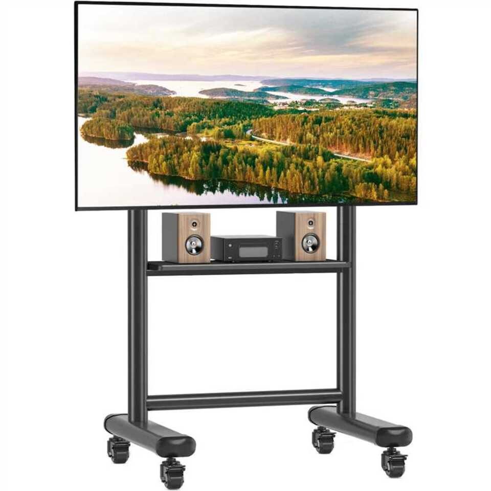 TV-Ständer Rollbar mit Ablage Für 50-86 Zoll Fernseher, Mobiler Fernsehständer