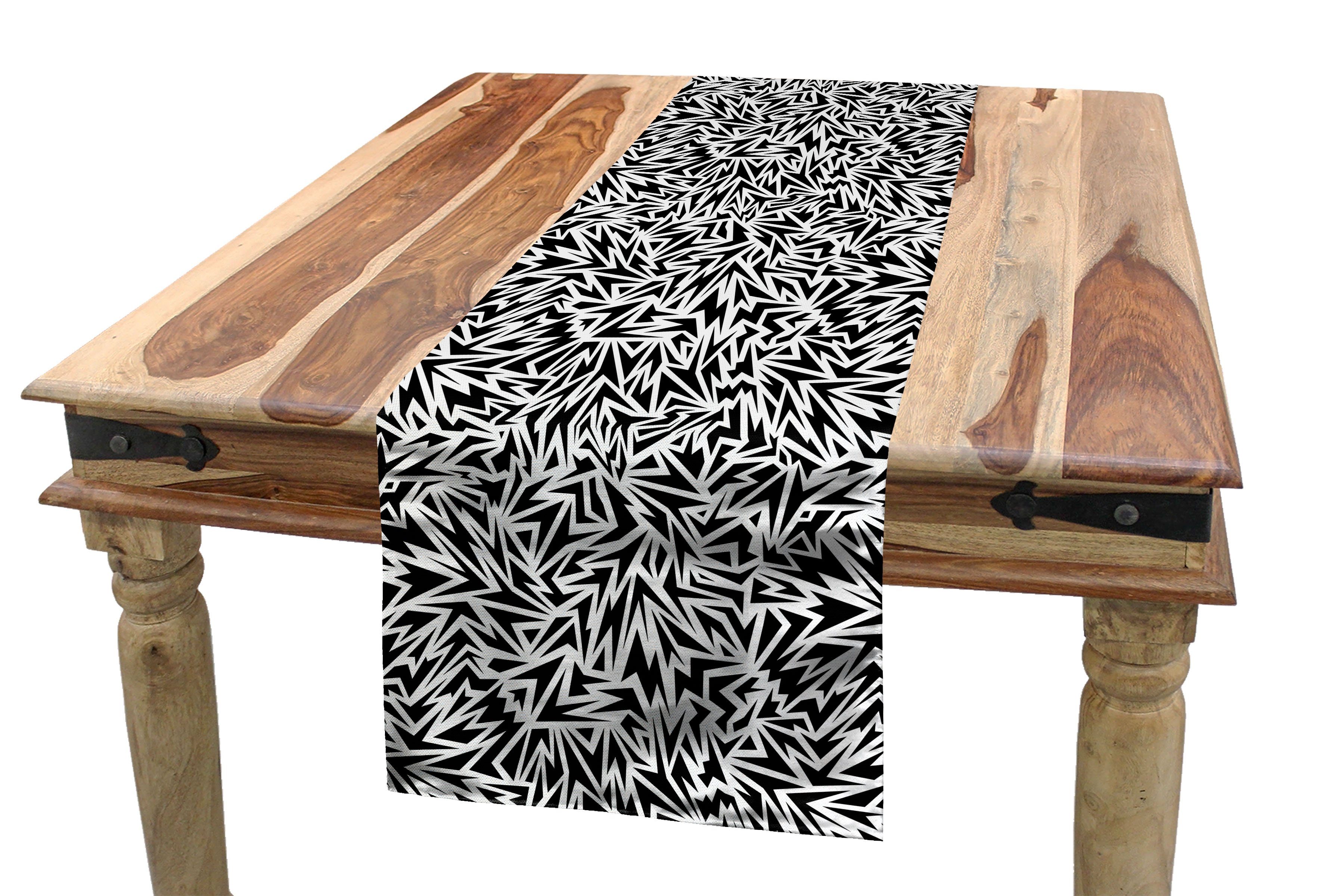 Abakuhaus Tischläufer Esszimmer Küche Rechteckiger Dekorativer Tischläufer, Schwarz und weiß Sharp Shapes