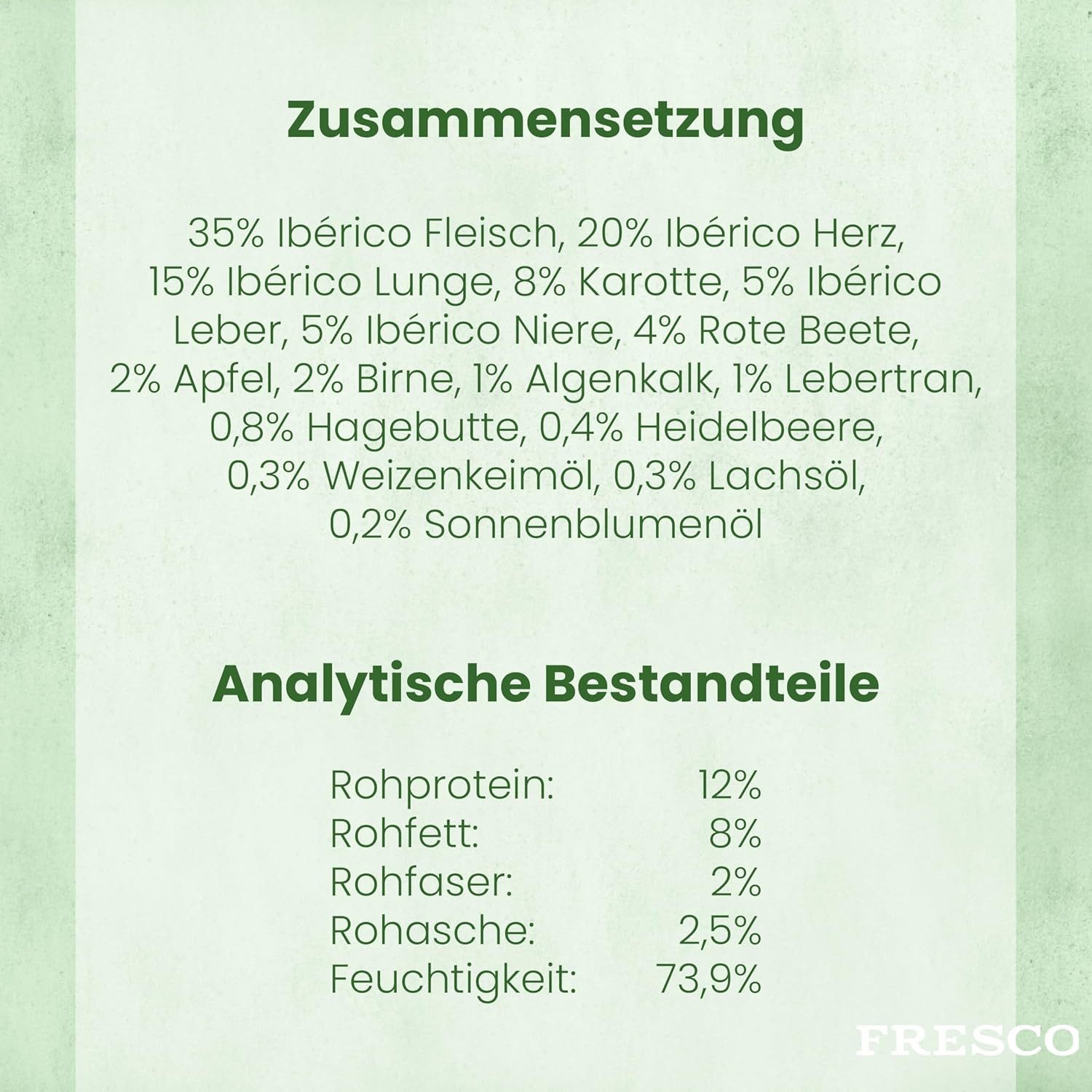 Fresco Dog NassBarf Hypoallergenes Hundefutter Nass 12x400g, Ibérico Schwein, Nassfutter für: Hunde, Getreidefrei & hochverträglich
