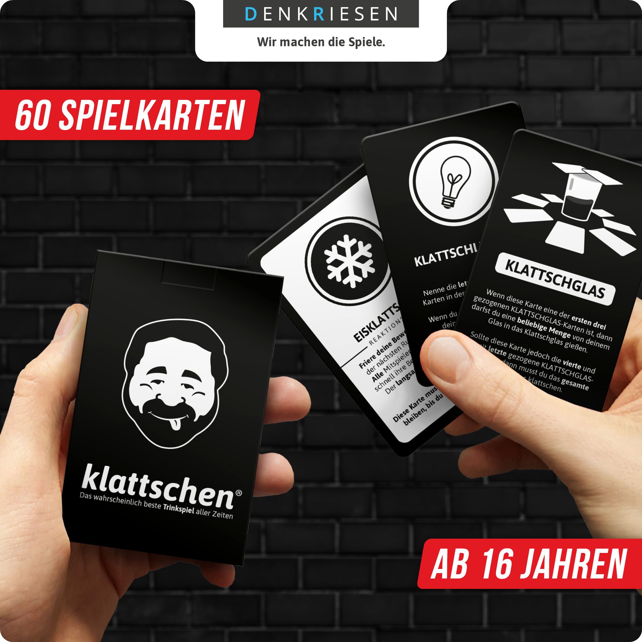 Denkriesen Spiel Klattschen Trinkspiel Kartenspiel, Partyspiel, Made in Germany