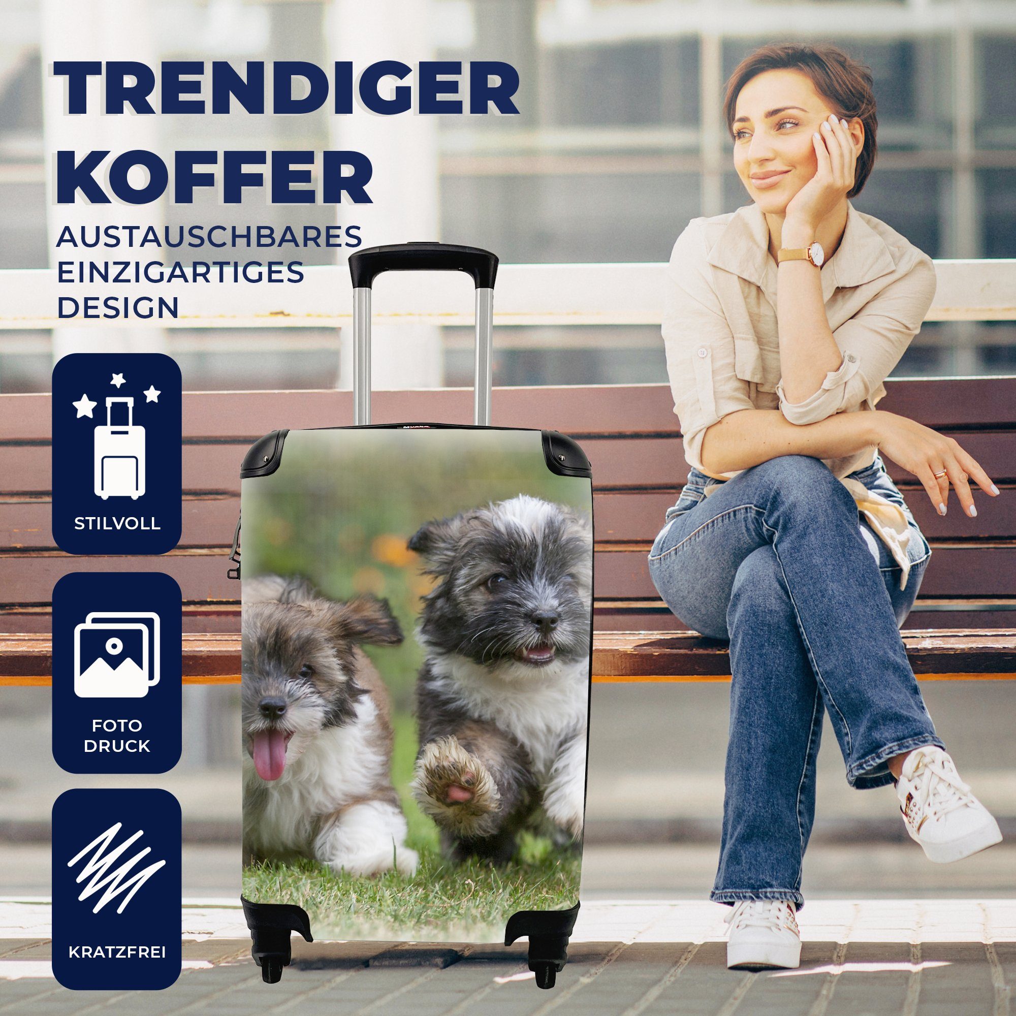 Trolley, - Tiere, Handgepäck Handgepäckkoffer Reisetasche Welpen 4 für Reisekoffer mit MuchoWow Ferien, Hunde - rollen, Rollen,