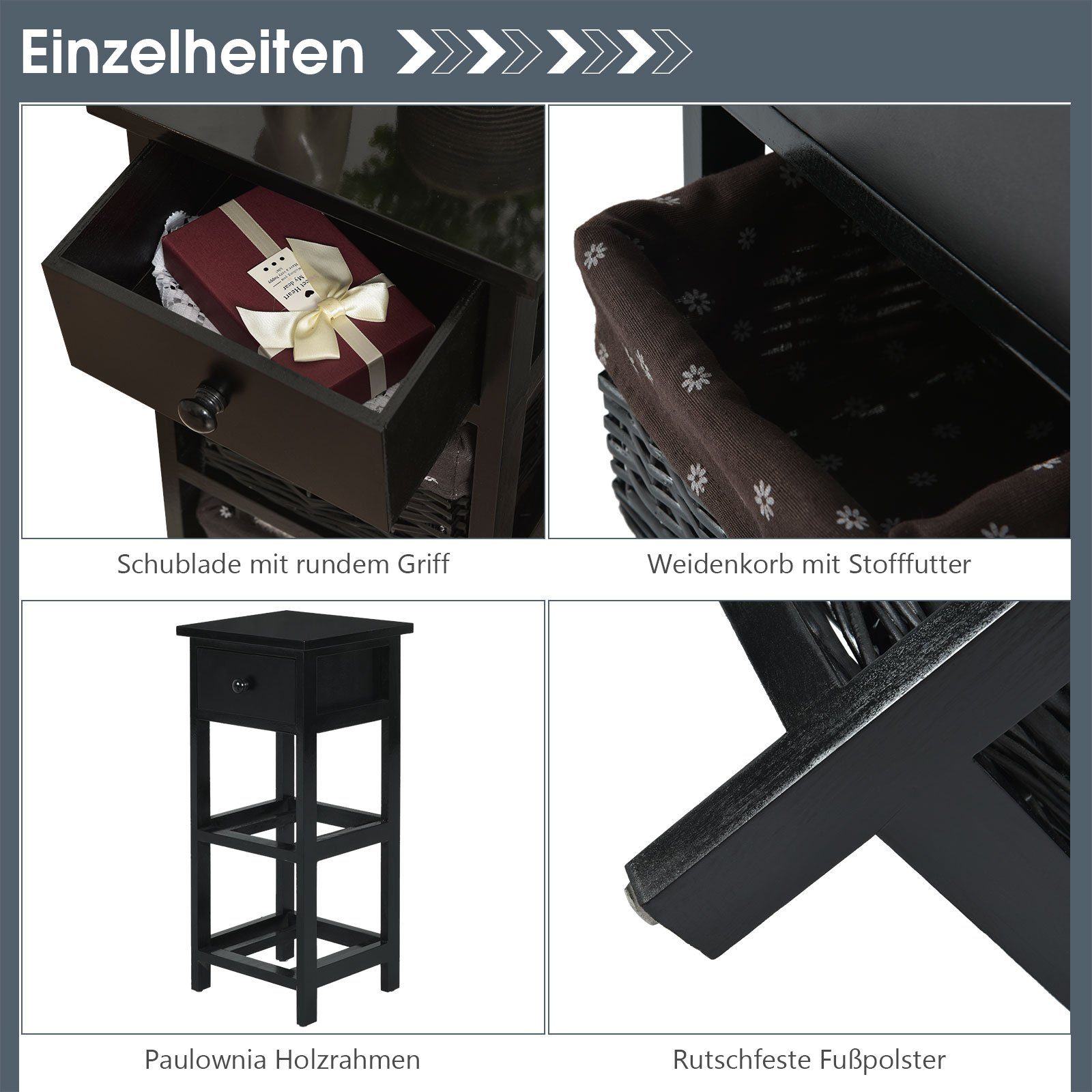 COSTWAY Nachttisch (2-St), mit Schublade & günstig online kaufen