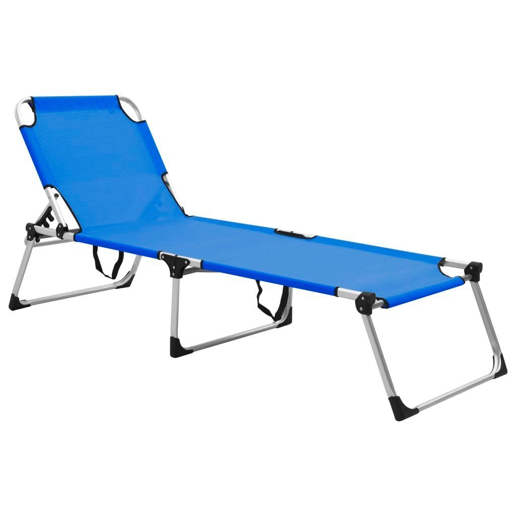 Gartenliege Senioren-Sonnenliege Extra Hoch Klappbar Blau Aluminium