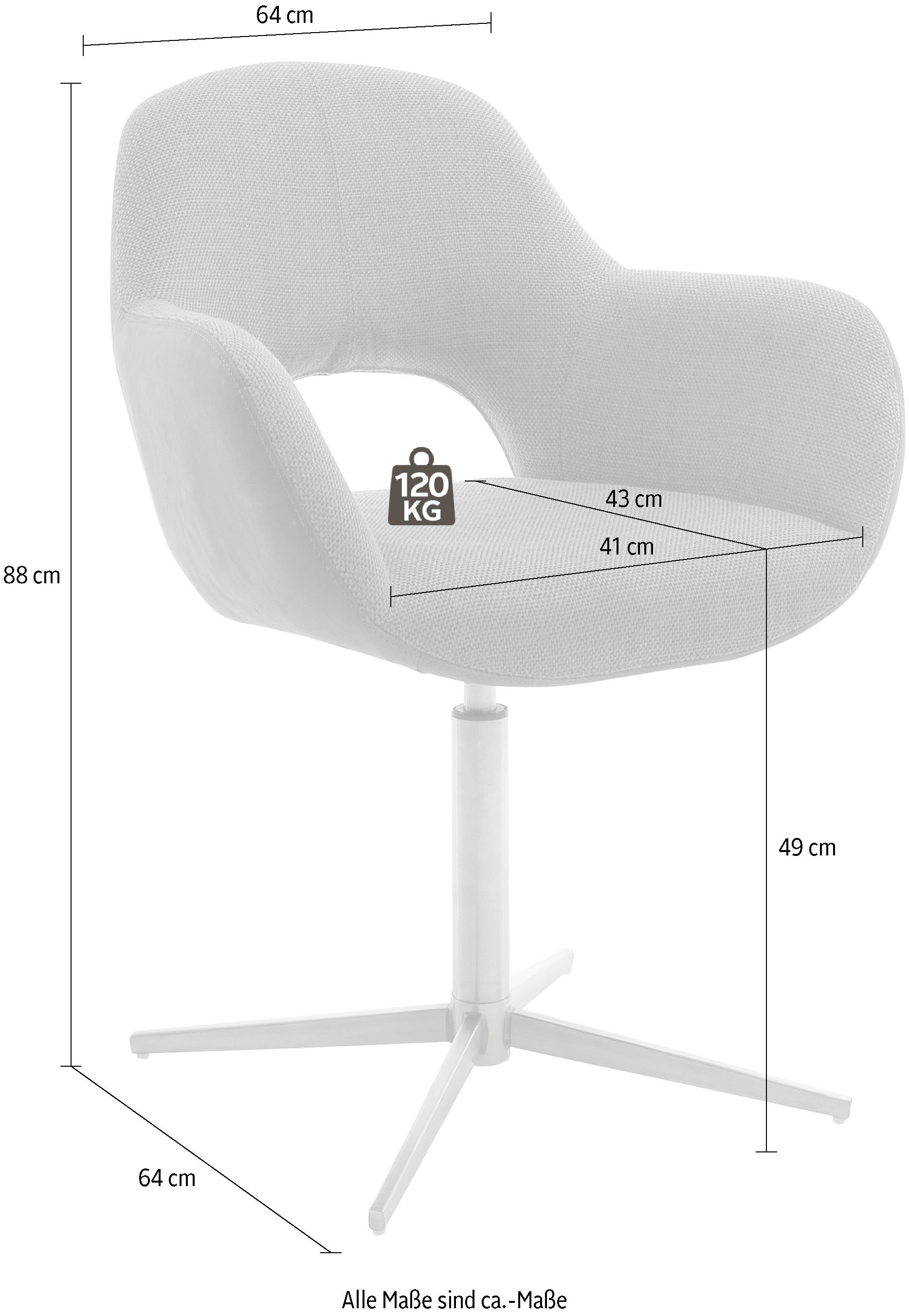mit Stuhl | (Set, 2 St), furniture Cappuccino MCA 360°drehbar Esszimmerstuhl Cappuccino Nivellierung Melrose