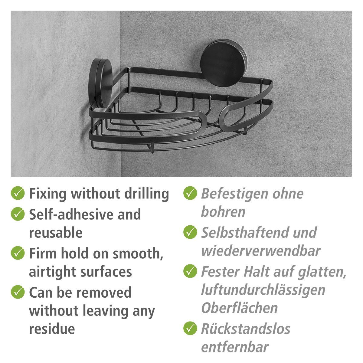 WENKO Duschregal Static-Loc® Plus Pavia, Badezimmer-Ablage, Befestigen ohne bohren