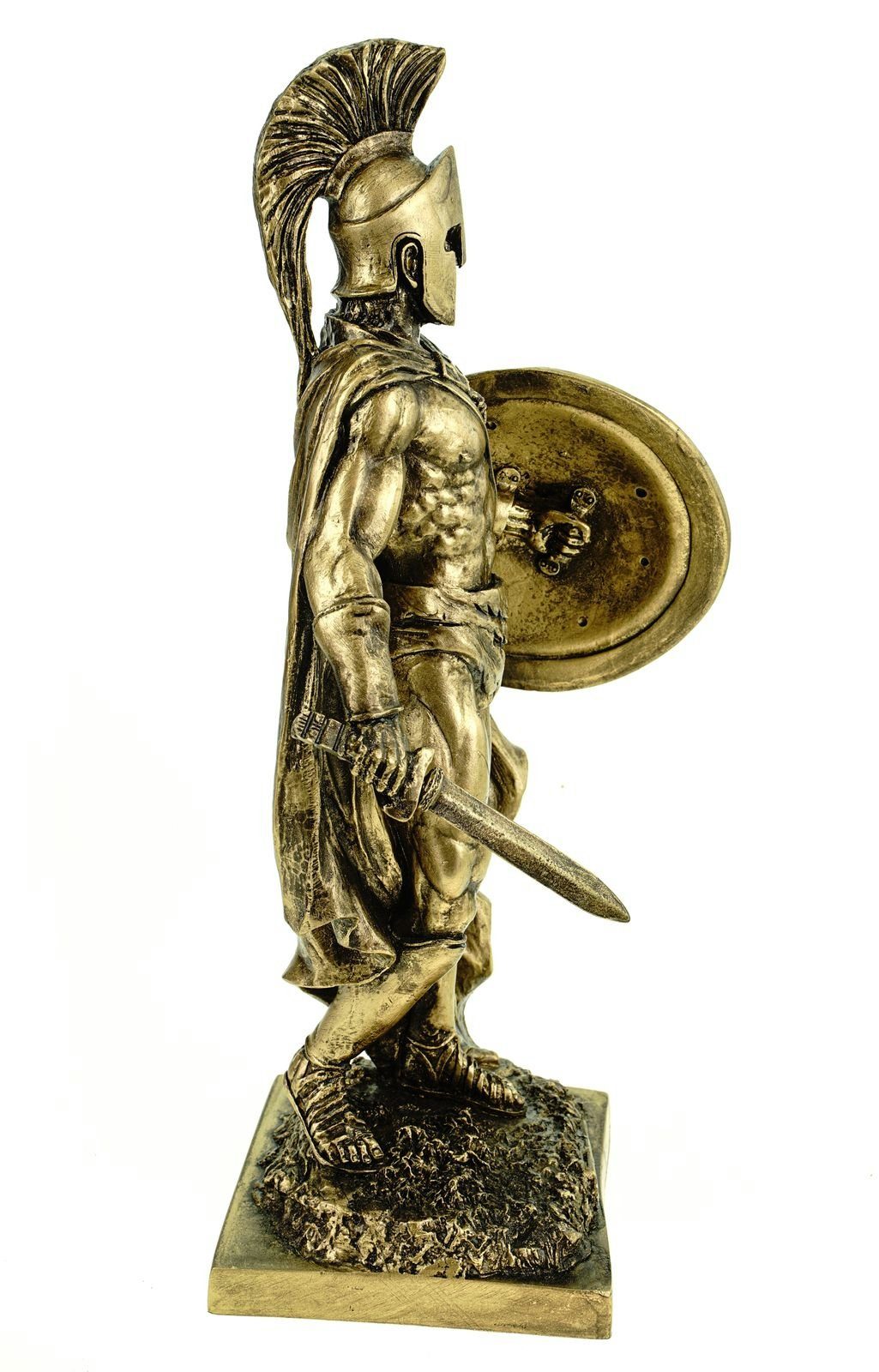 Figur von Schwert Alabaster König Kremers mit 35 Dekofigur Sparta Leonidas cm Schild und goldfarben Schatzkiste