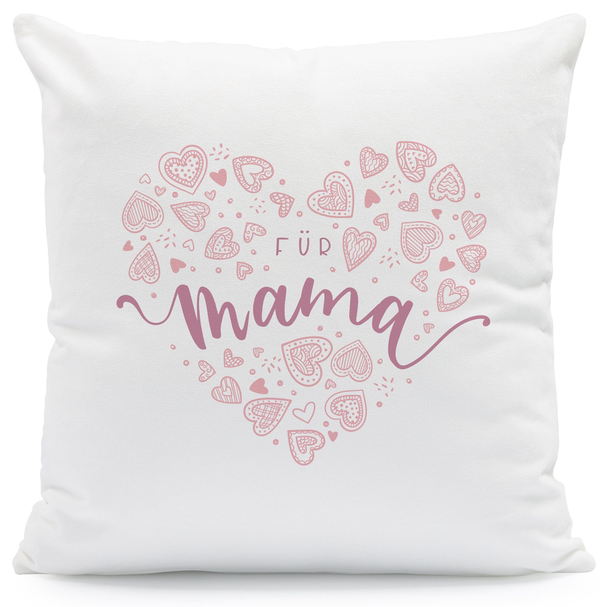 GRAVURZEILE Zierkissen mit Spruch - Für Mama - Geschenk zum Muttertag - für Familie -, starke Farben ohne Verblassen, Maschinenwäsche geeignet - ohne Füllung