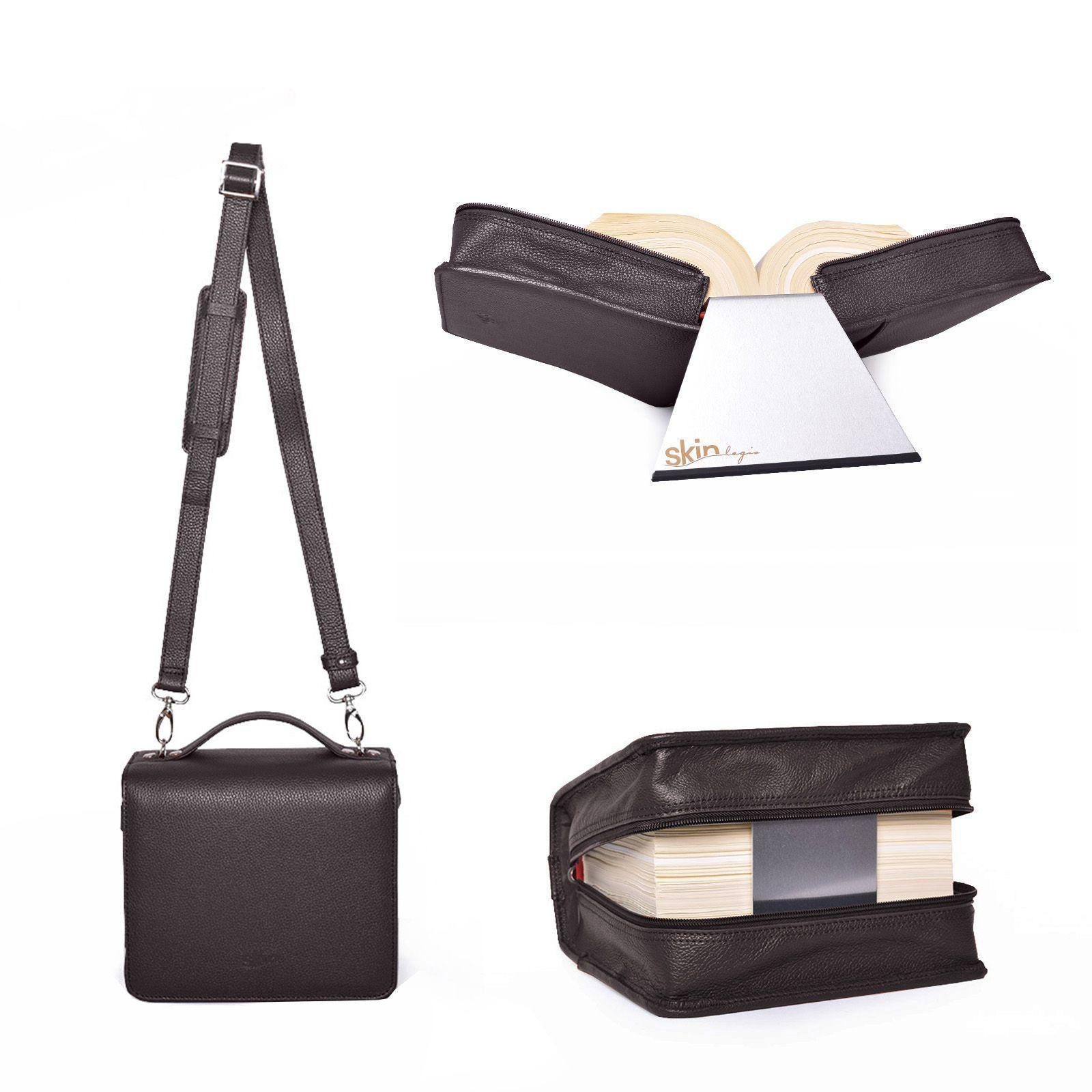 Buchstütze SchönfelderSkin puro Tasche kaffee-braun, Buchhüllen-Tasche mit Buc...