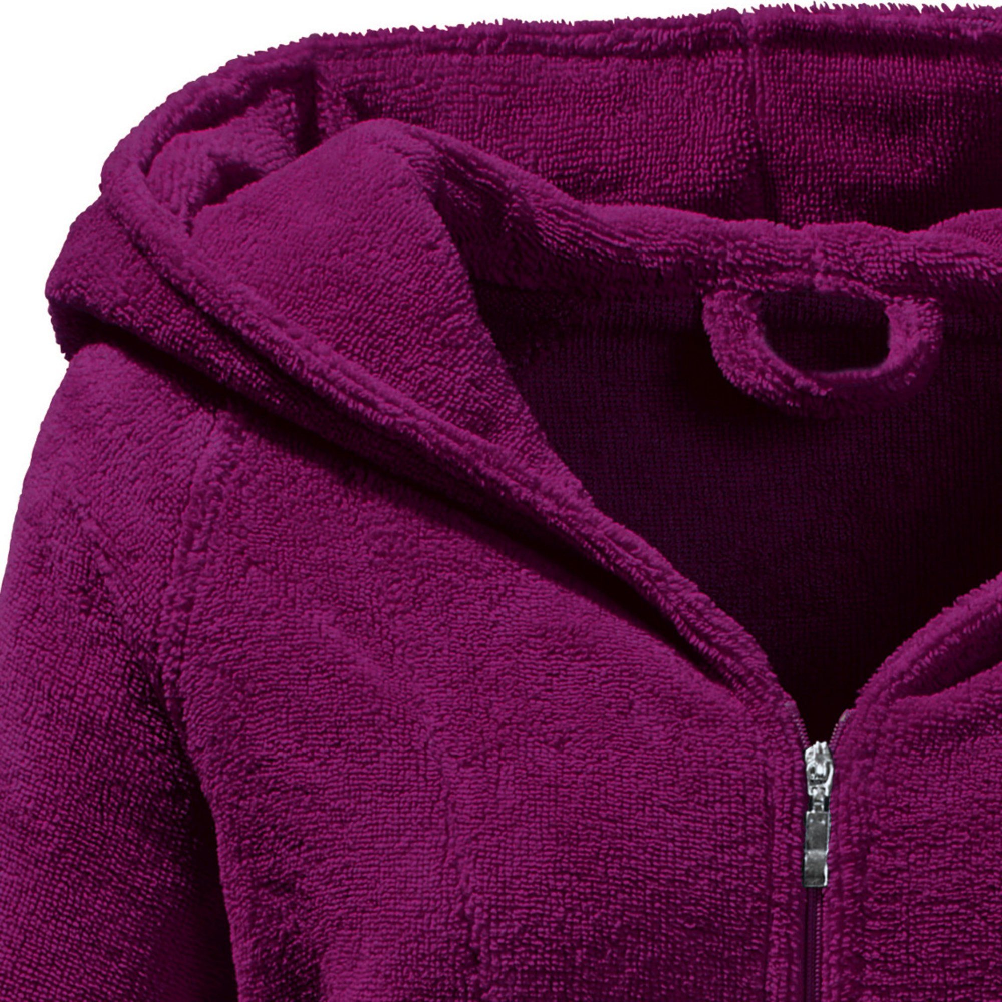 Erwin Müller Bademantel Velours Unisex-Bademantel "Balingen" mit Kapuze, Rückenlänge cm: 108/kurz (bis 110 cm):, Velours-Frottier, mit Kapuze/mit Eingriffstasch – Bild 4 von 4