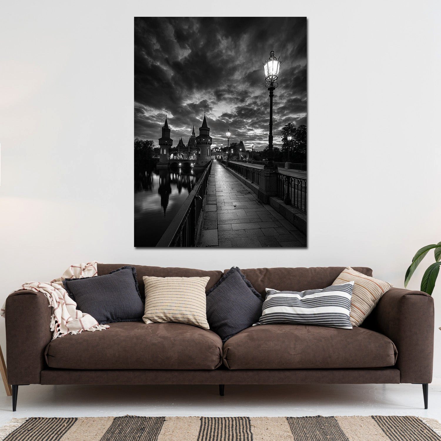 Artedinoi Leinwandbild Oberbaumbrücke Berlin schwarz weiß historisch Leinwandbild Wandbild Ku, Oberbaumbrücke Berlin, S/W