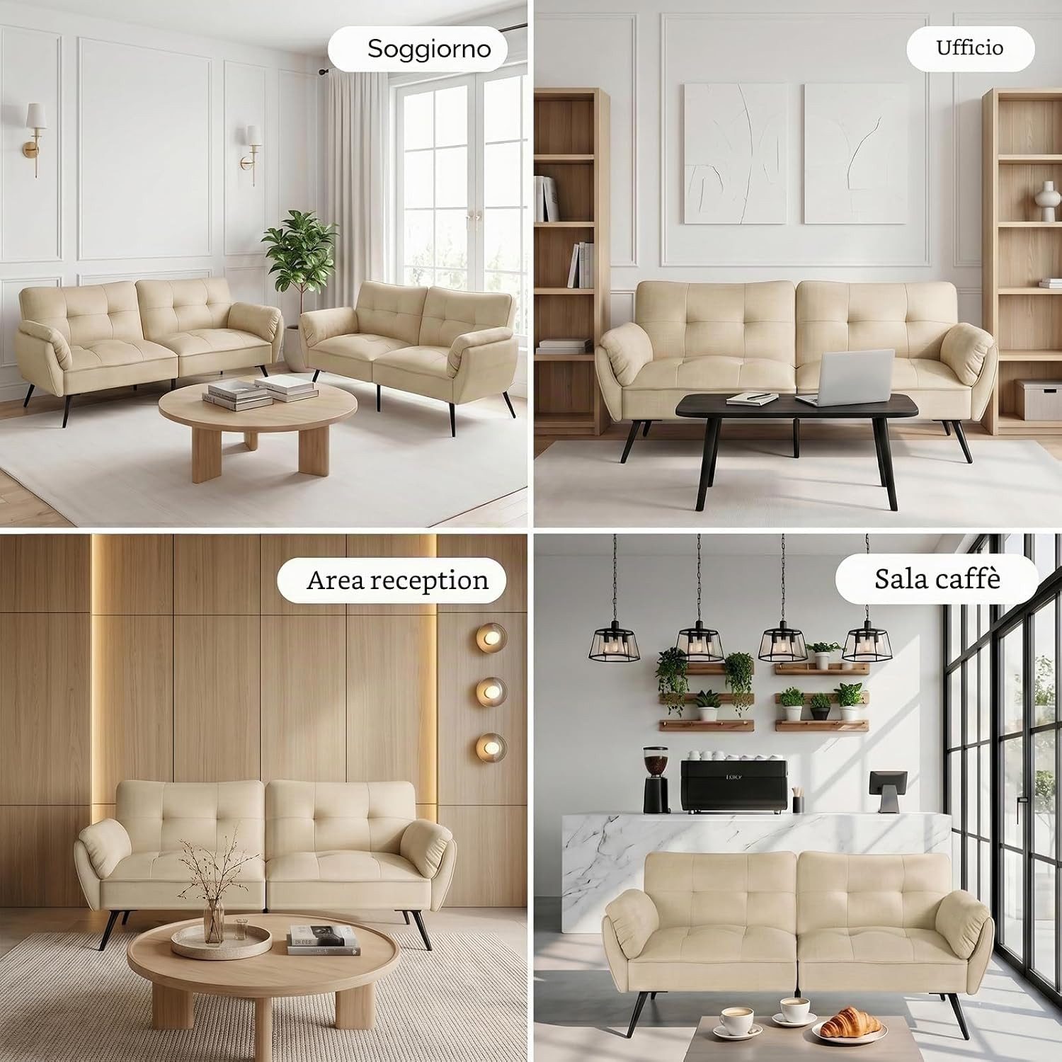 Jiexi Sofa Schlafsofa Länge inklusive Armlehnen 170/180/190cm Verstellbare – Bild 5 von 5