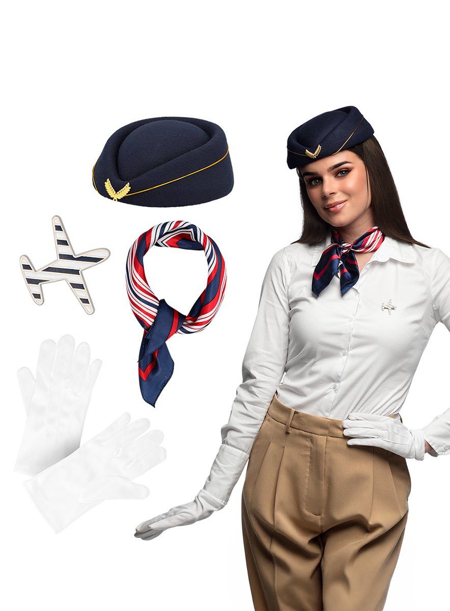 Kostüm Stewardess Accessoire Set