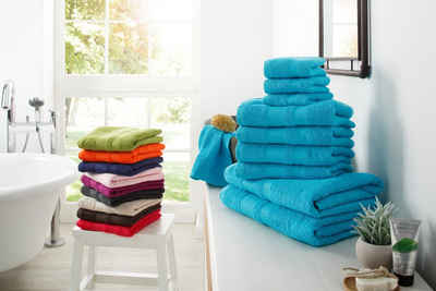 my home Handtuch Set »Vanessa«, Walkfrottee, (Set, 10-tlg), Handtücher mit Bordüre, einfarbiges Handtuch-Set aus 100% Baumwolle