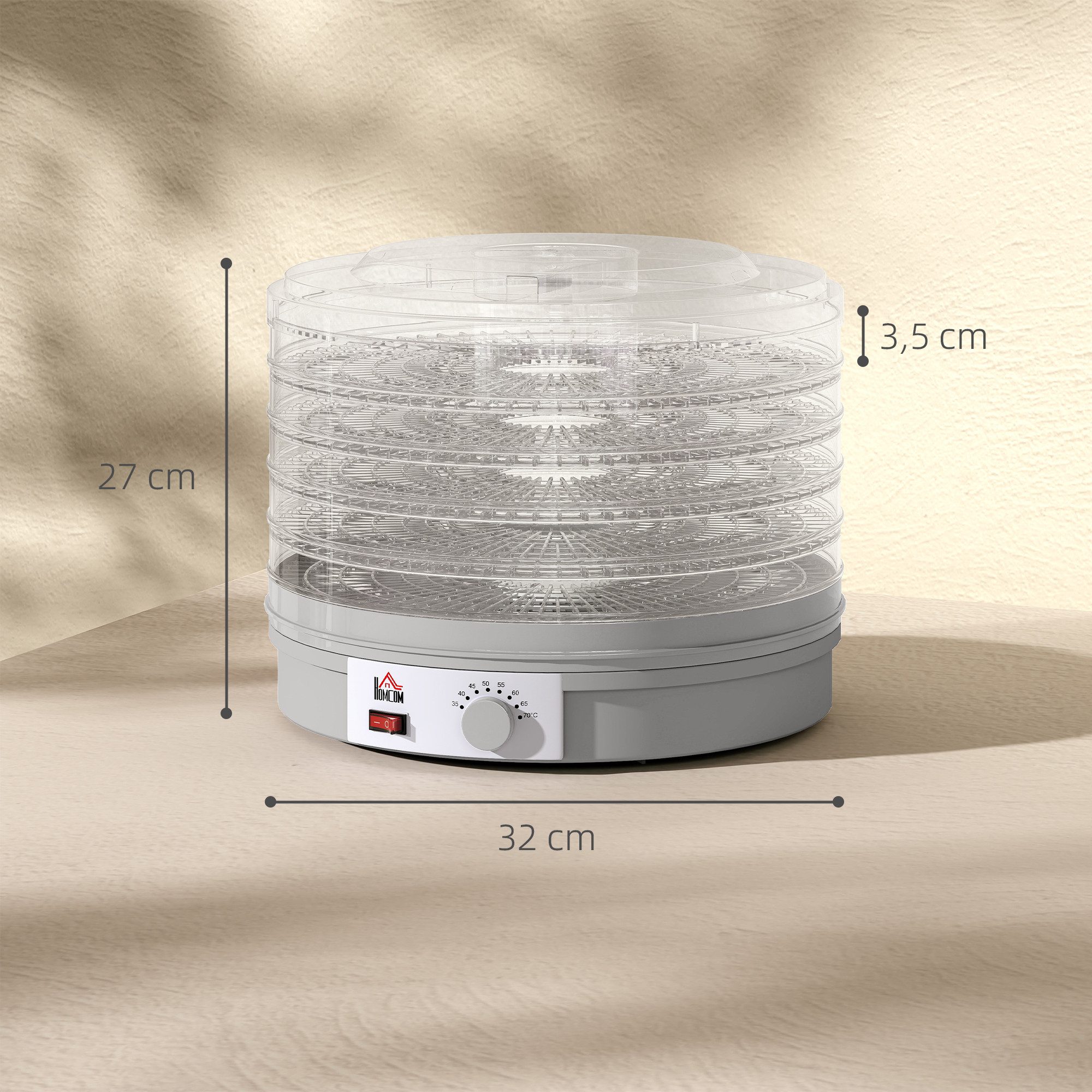 HOMCOM Dörrautomat 245W Dörrofen 245 W, 5 Etagen, Temperatur einstellbar, leicht bedienbar