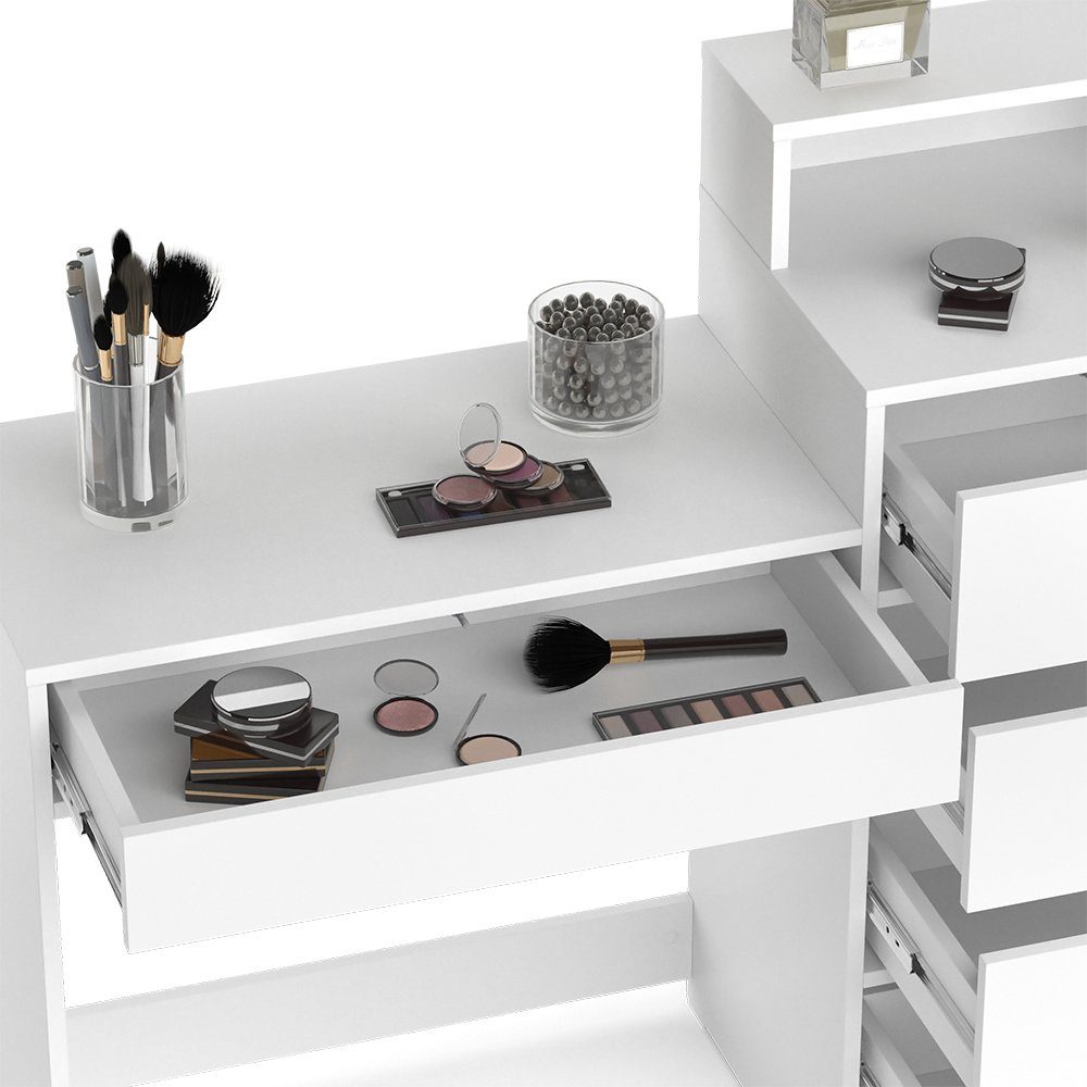 Vicco Schminktisch Naara, Weiß, 110.5 cm mit 5 Schubladen