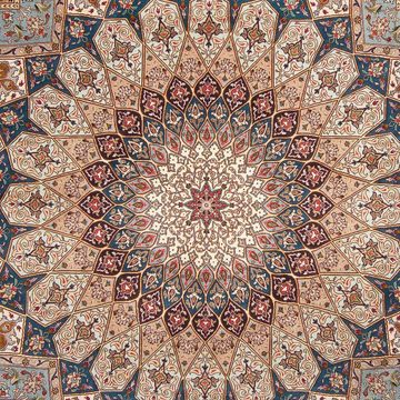 Orientteppich Perser - Täbriz - Royal quadratisch - 253 x 251 cm - hellbraun, morgenland, quadratisch, Höhe: 7 mm, Wohnzimmer, Handgeknüpft, Einzelstück mit Zertifikat