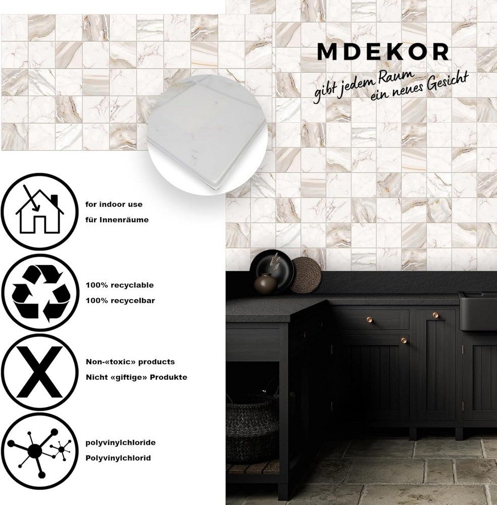 MDEKOR 3D Wandpaneel PVC Wandverkleidung 48,5x96 cm für Küche, Bad & mehr, (2-tlg) Model 0018, 2 Stück = 0,94 m2