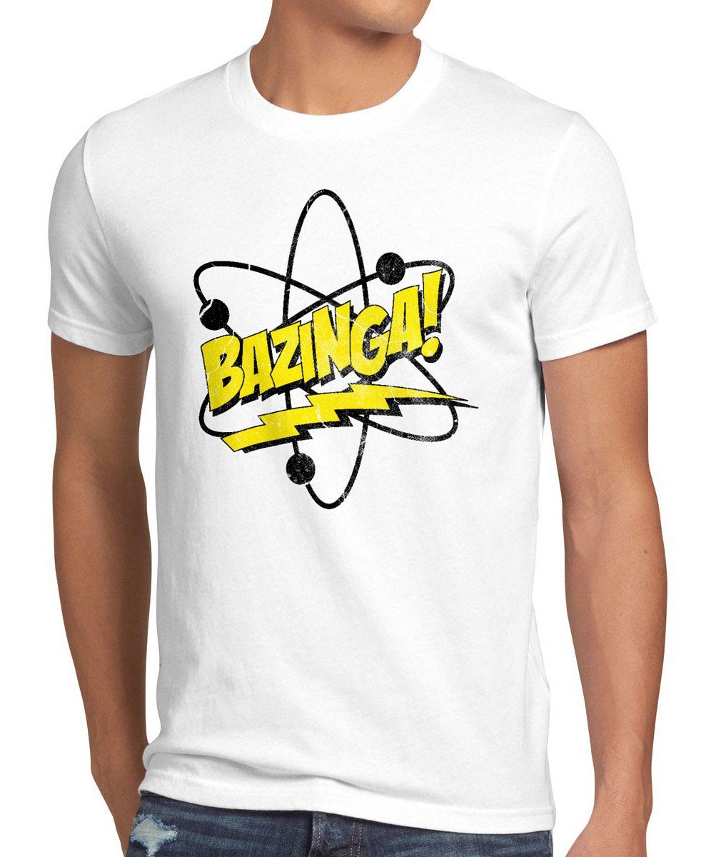 style3 Print-Shirt Herren T-Shirt Bazinga Sheldon big bang fan atom cooper leonard theory physik the weiß