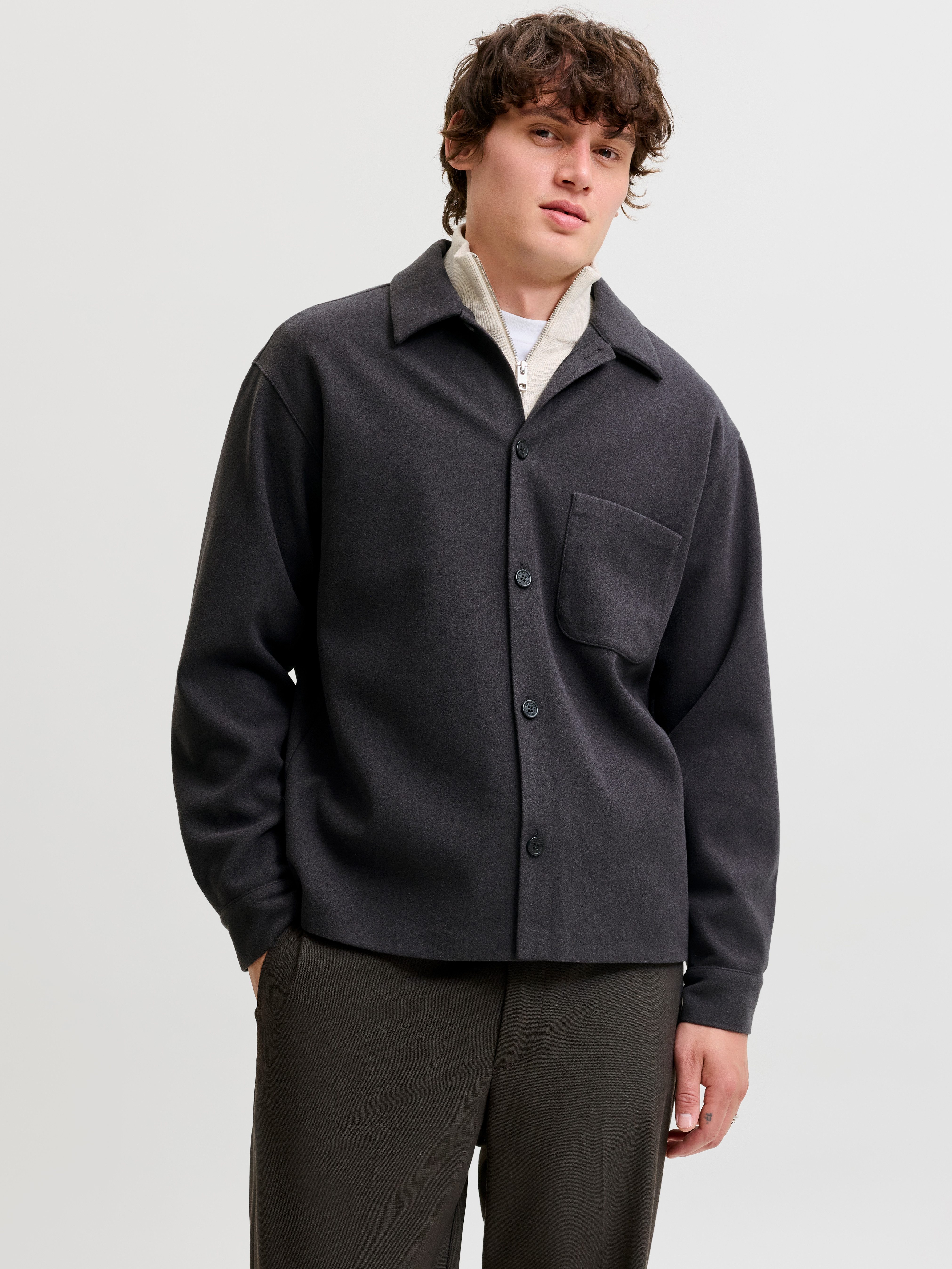 Jack & Jones Langarmhemd JJEREGENT OVERSHIRT LS SN Polyester, relaxed fit