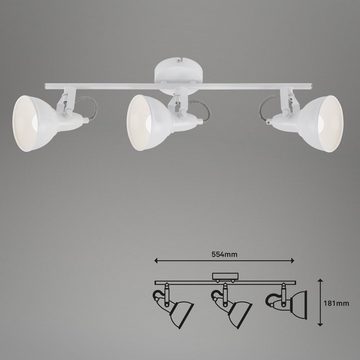 Briloner Leuchten Deckenspots 2049-036, schwenkbar, retro, ohne Leuchtmittel, Warmweiß, Deckenlampe, 55,4x10x18,1cm, Weiß, max.40W, E14, Wohnzimmer, Flur