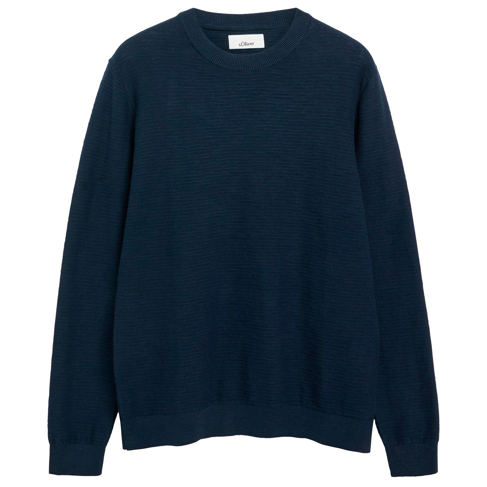 s.Oliver Rundhalspullover s.Oliver Übergrößen Pullover dunkelblau melange