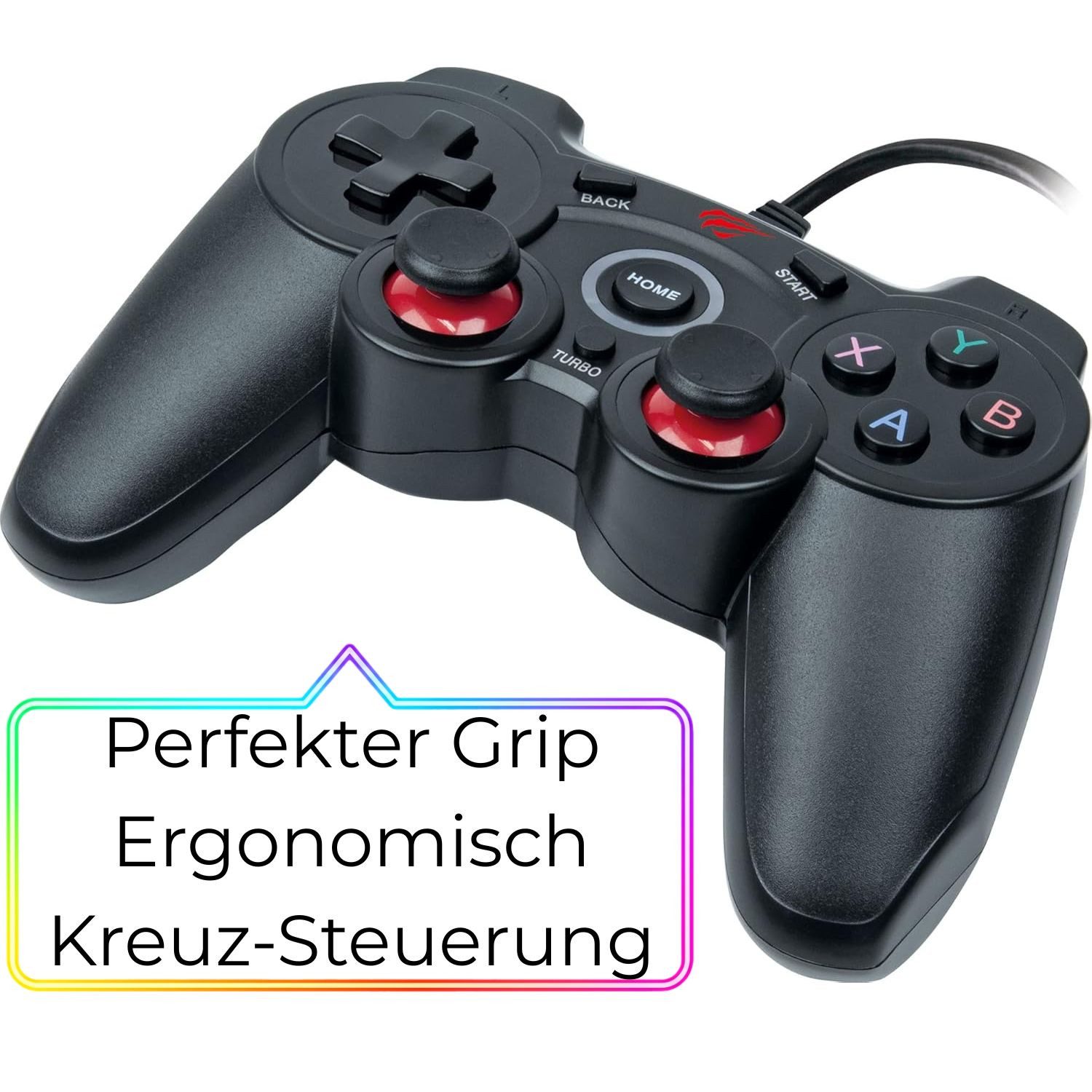Schwaiger GPC18 USB Gaming Controller Pad 2x Vibration PC-Controller (1x Controller, Joystick Gamecontroller passend für PC Notebook Sony PS3 Android TV)
