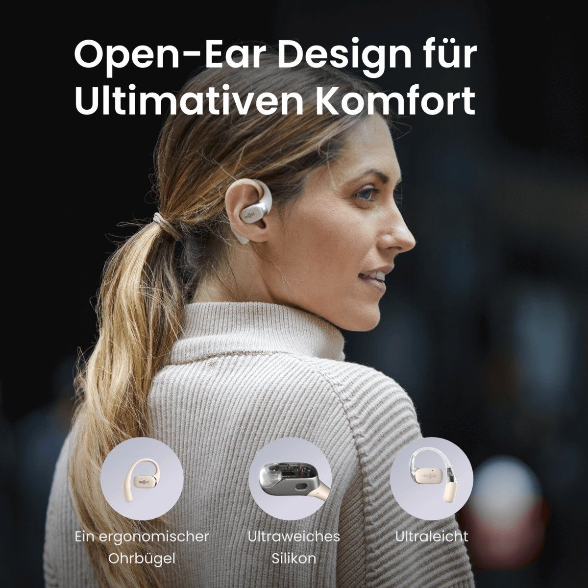 Shokz Shokz OpenFit Beige Bluetooth-Kopfhörer