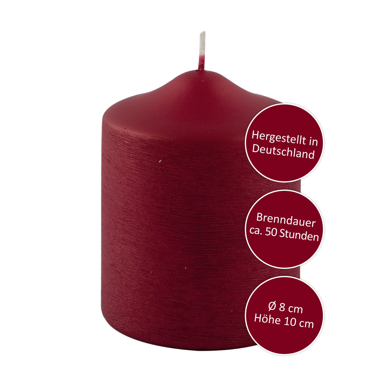 Fink Adventskerze FINK Stumpenkerze Candle - rot - H. 10cm x B. 8cm x D. 8cm (1 Stück)