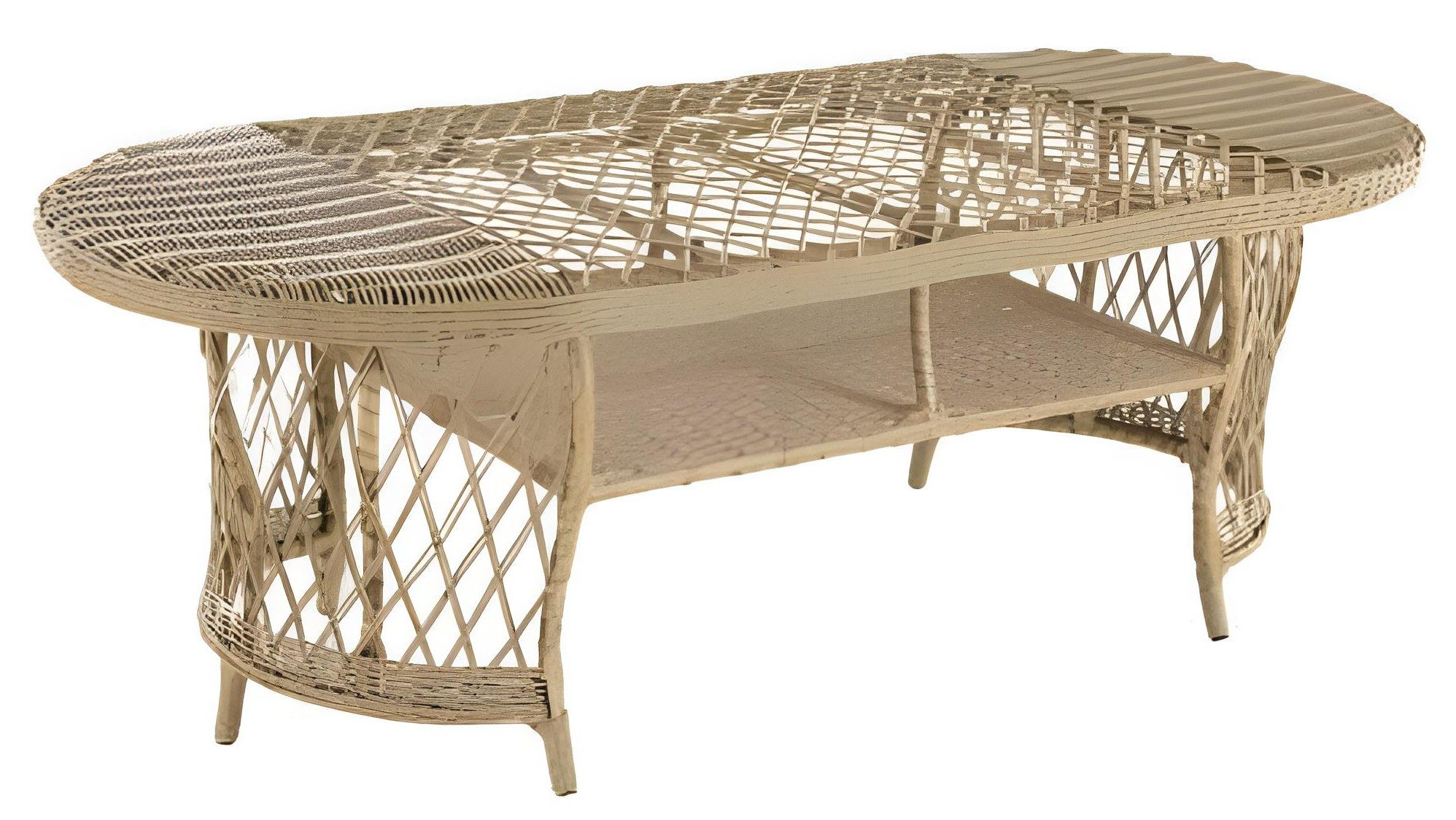 Xlmoebel Gartentisch Moderner Beiger Tisch mit Metallrahmen und Ablage für den Garten (1-St), Made in Europa