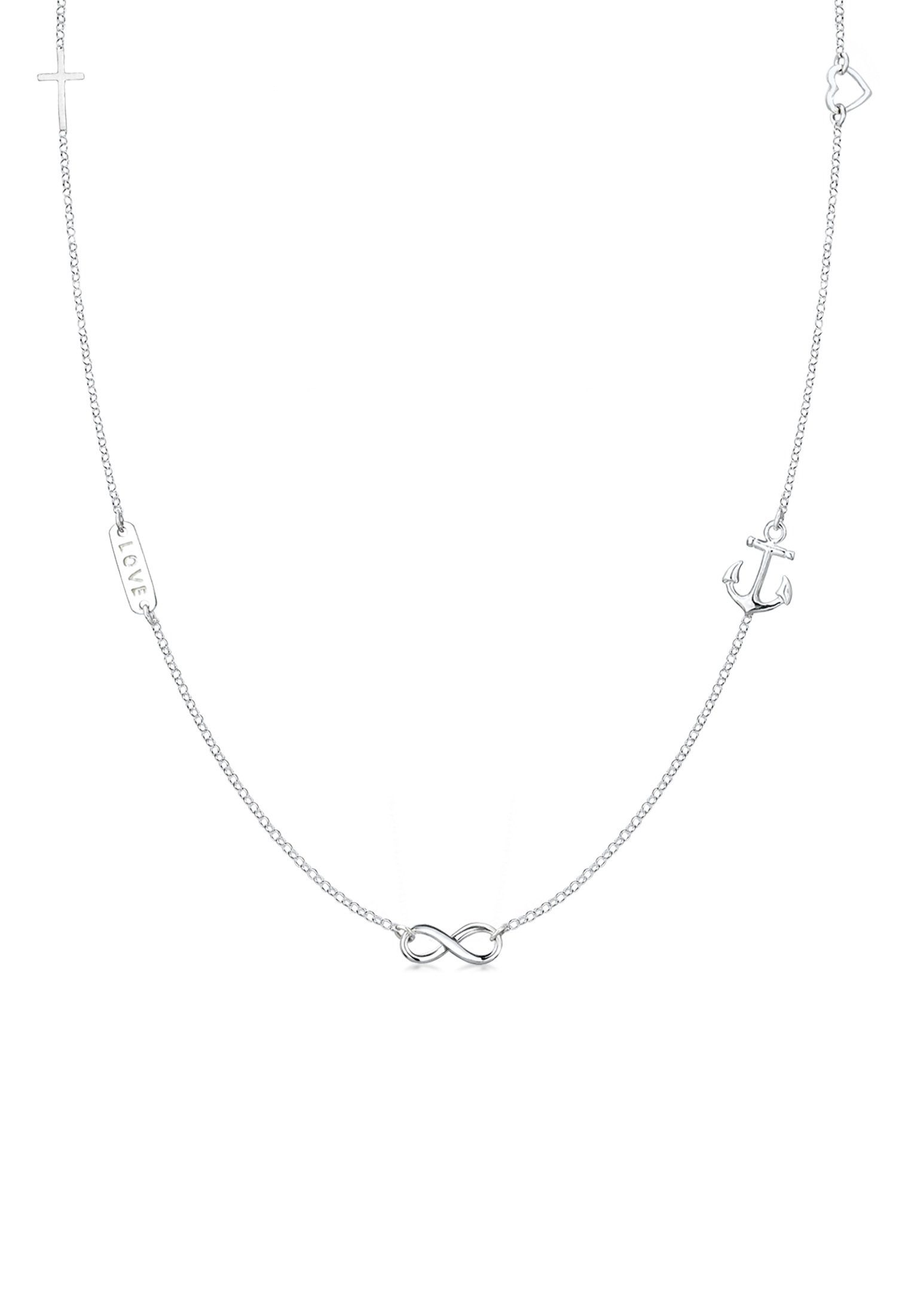 Elli Kette Silber, Infinity 925 Symbole Kreuz mit Herz Anhänger Anker Stern Anker
