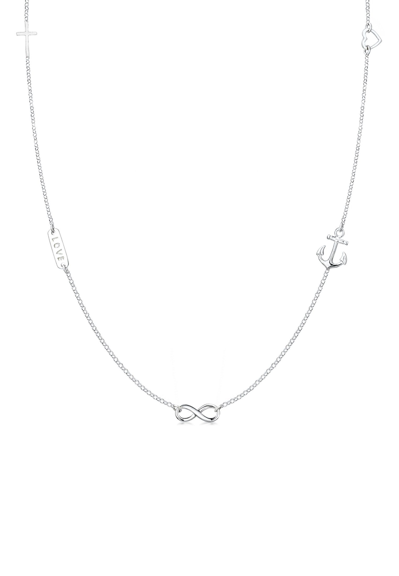 Elli Kette mit Anhänger Kreuz Herz Infinity Anker Stern 925 Sterling Silber, Anker