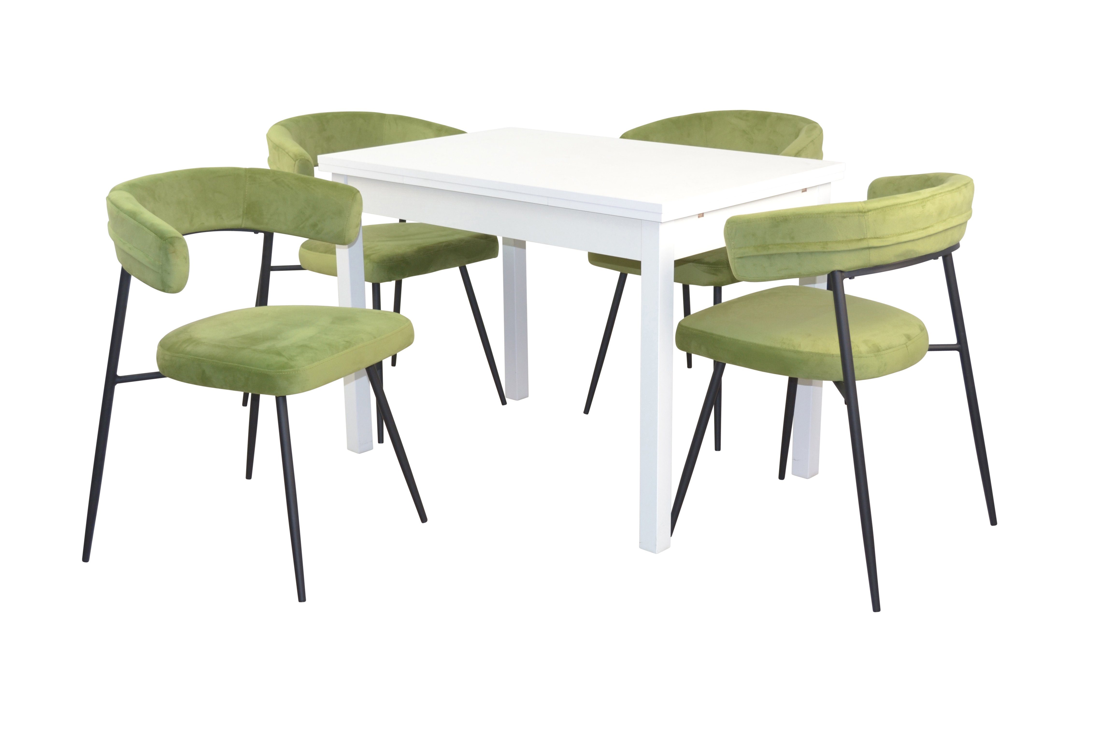 moebel-direkt-online Essgruppe 5teilige Tischgruppe aus grün Esstisch und bestehend 4Stühlen