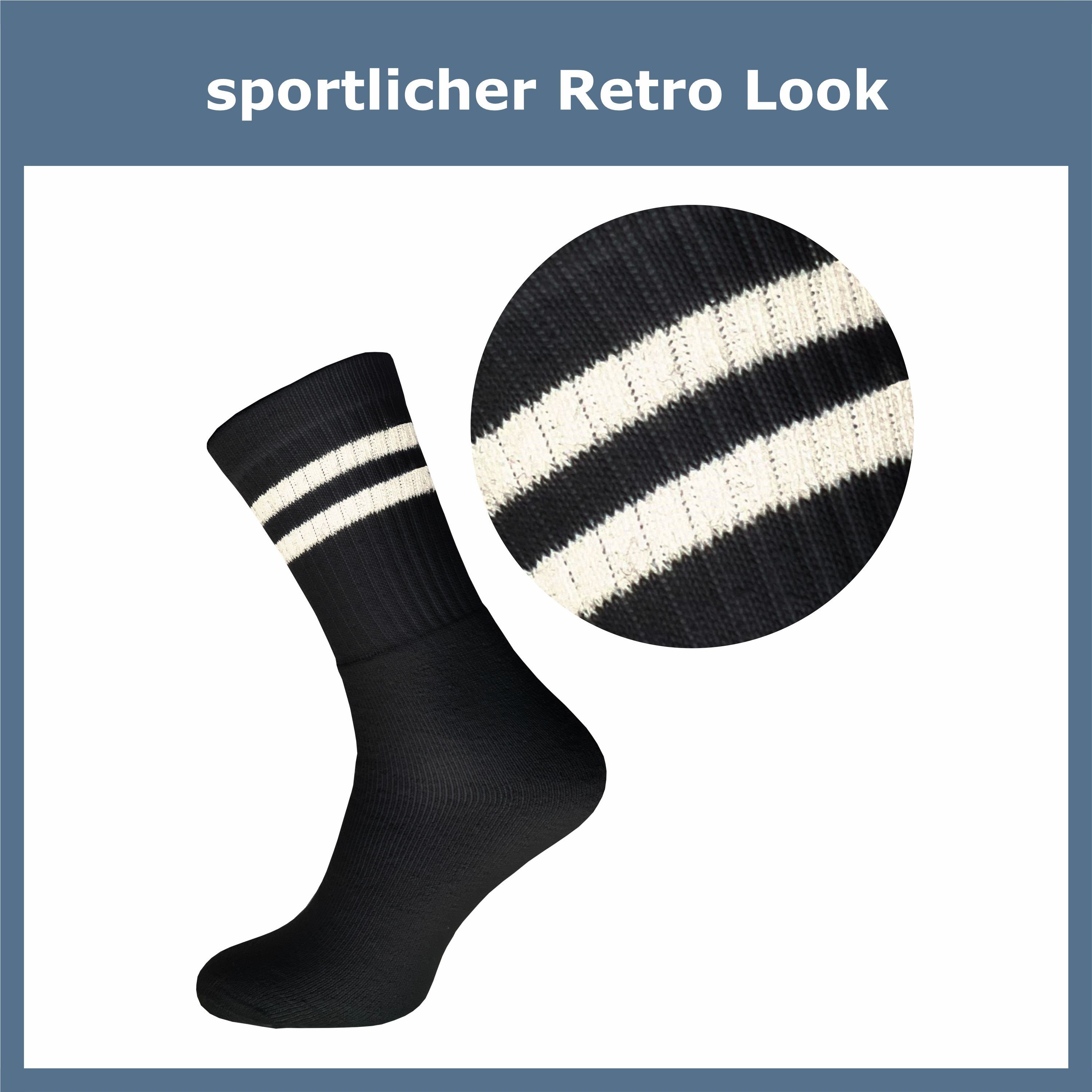 GAWILO Tennissocken für Herren im Retro-Style in weiß & schwarz für Freizei günstig online kaufen