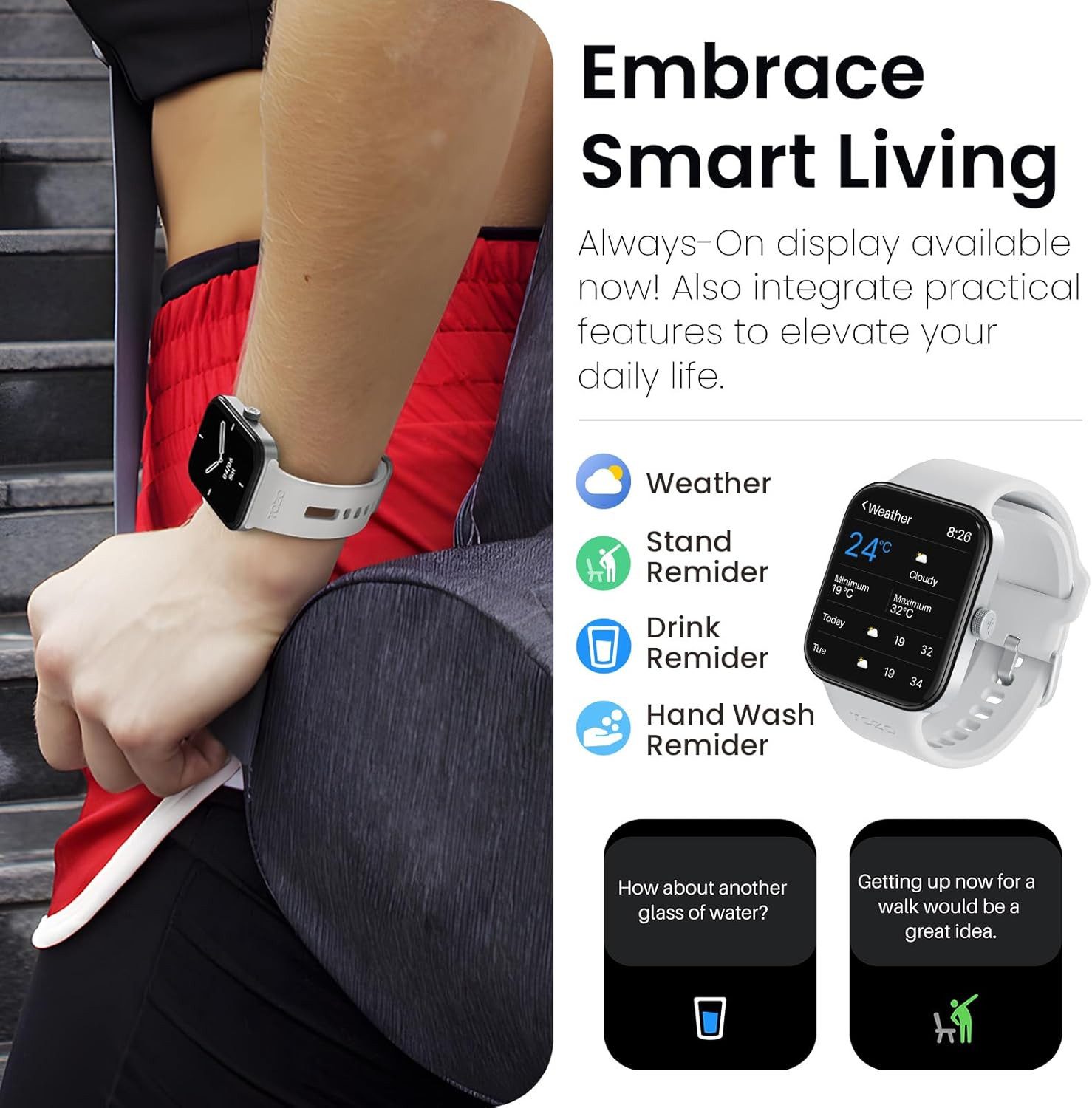 TOZO S4 Smartwatch (4,5 cm, android ios), Smartwatch mit AMOLED Display Sportfunktionen Anrufen Schlafanalyse