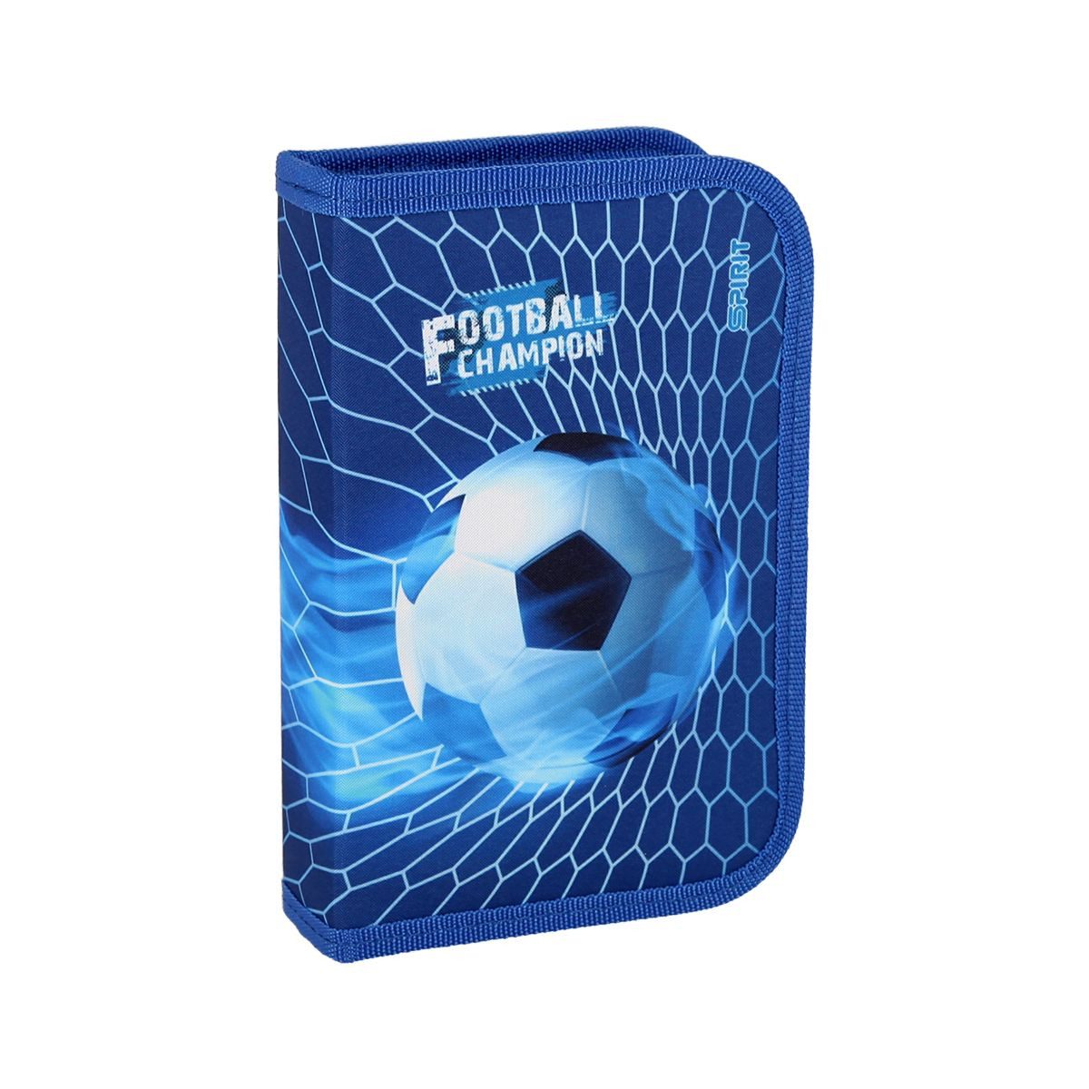 Spirit Federmäppchen SPIRIT Schüler Etui 28 teilig 1-Zipper Mäppchen FUSSBALL blau