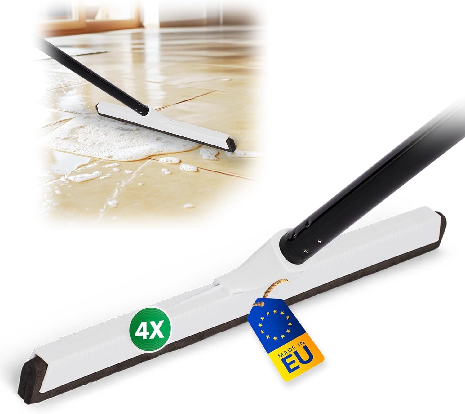 Novaliv Wasserabzieher 20960-30656-4x, (4-St), Novaliv 4X Duschabzieher Langer Metallstiel Kunststoff 43cm Bodenabzie