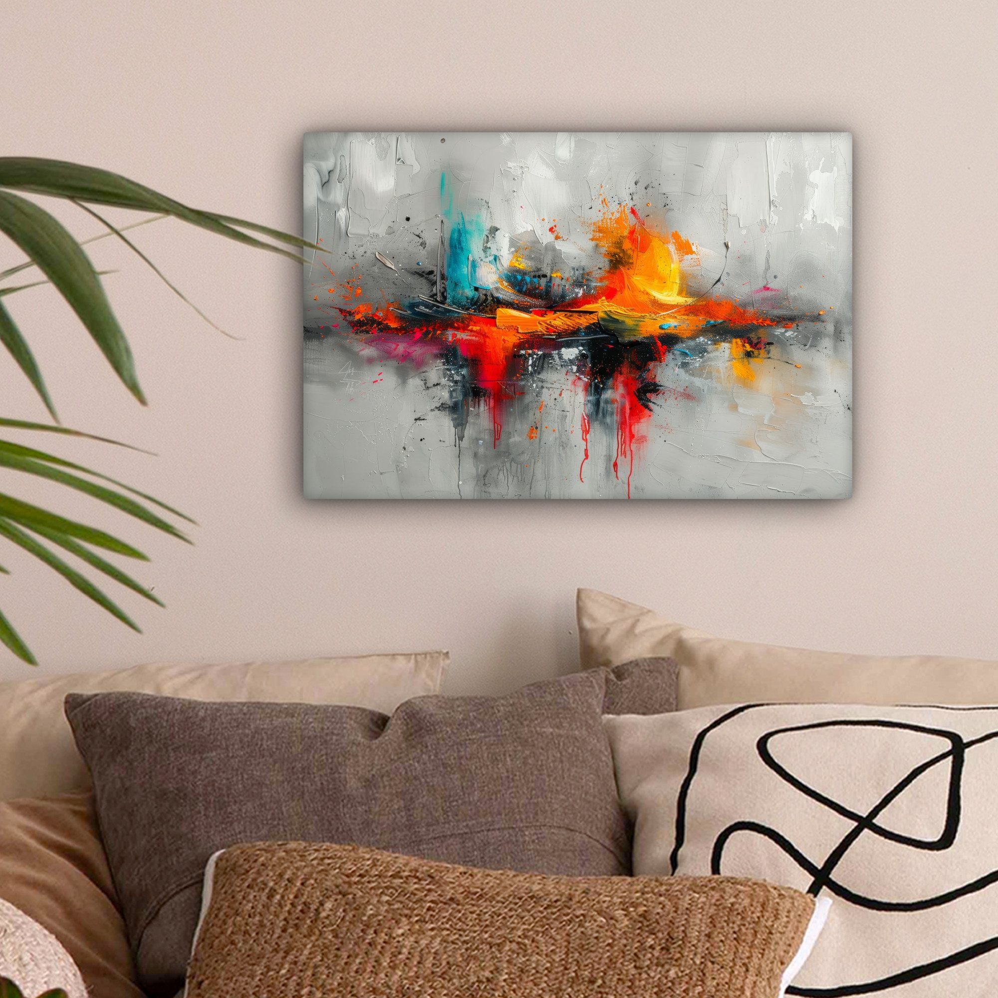 OneMillionCanvasses® Leinwandbild Modern - Orange - Grau - Kunst, Fotodruck günstig online kaufen