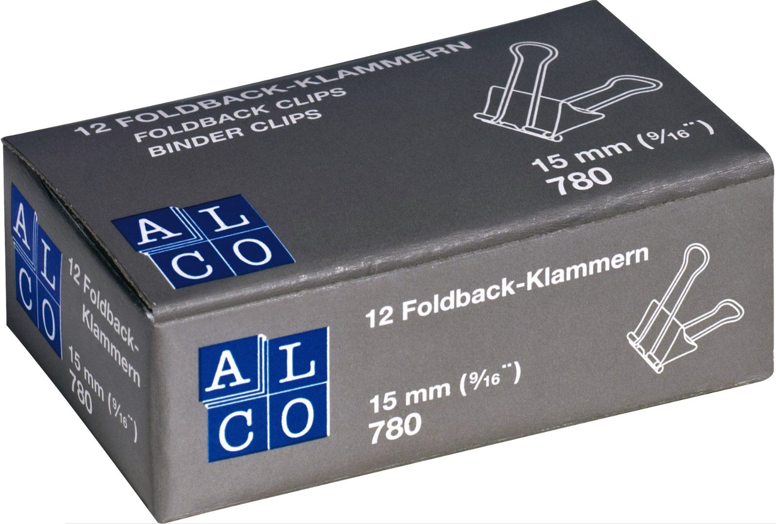 ALCO Büroklammer Foldbackklammer 15mm dunkelblau VE=12 Stück