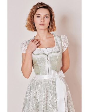 Krüger Madl Dirndl 'Zephyra' mit Spitzenschürze 414267, Hellgrün 60c