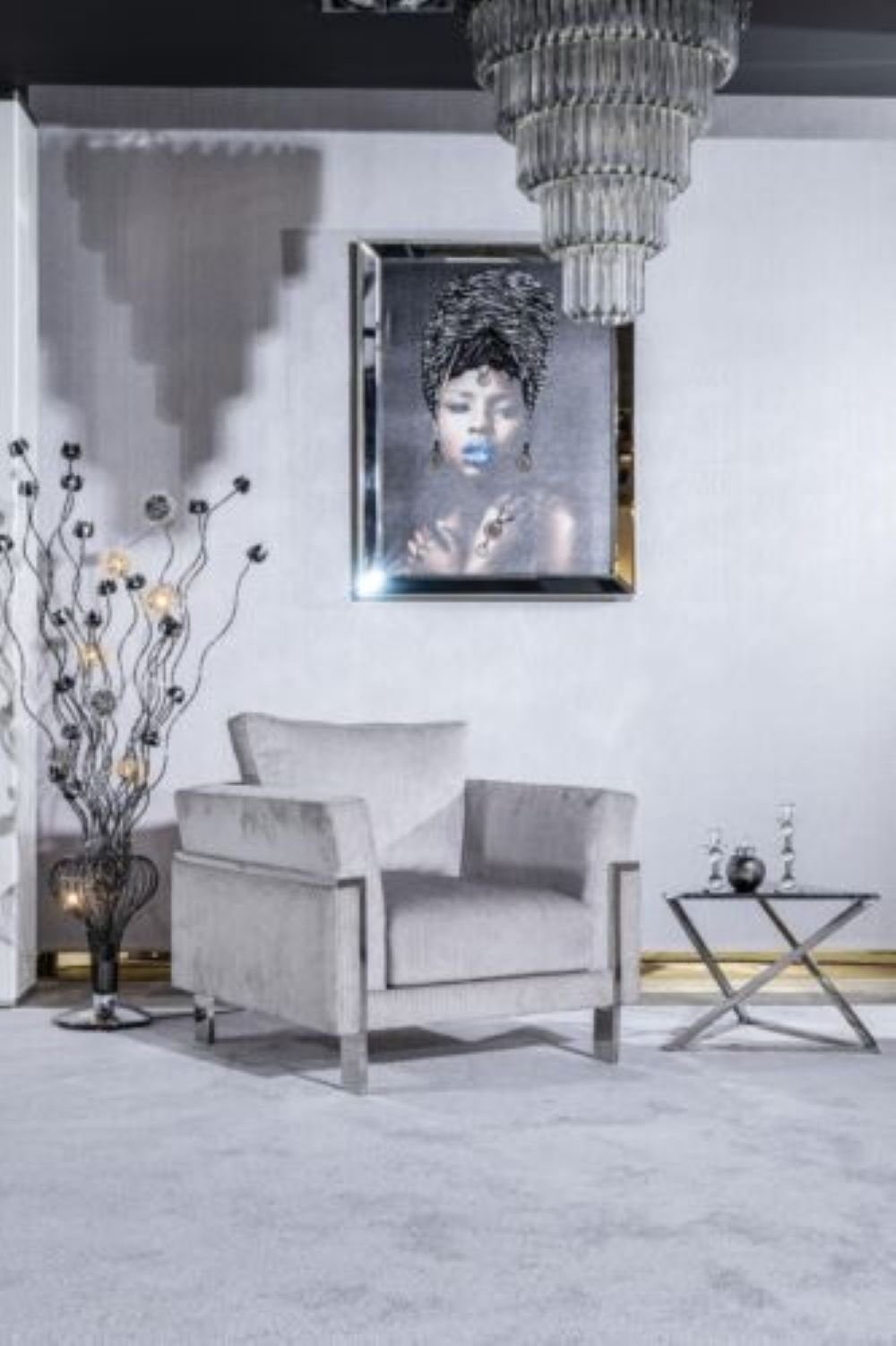 Stil Textil 1er Europa Made JVmoebel grau, Polster Modern Wohnzimmer Stoff Sessel Sessel in Designer