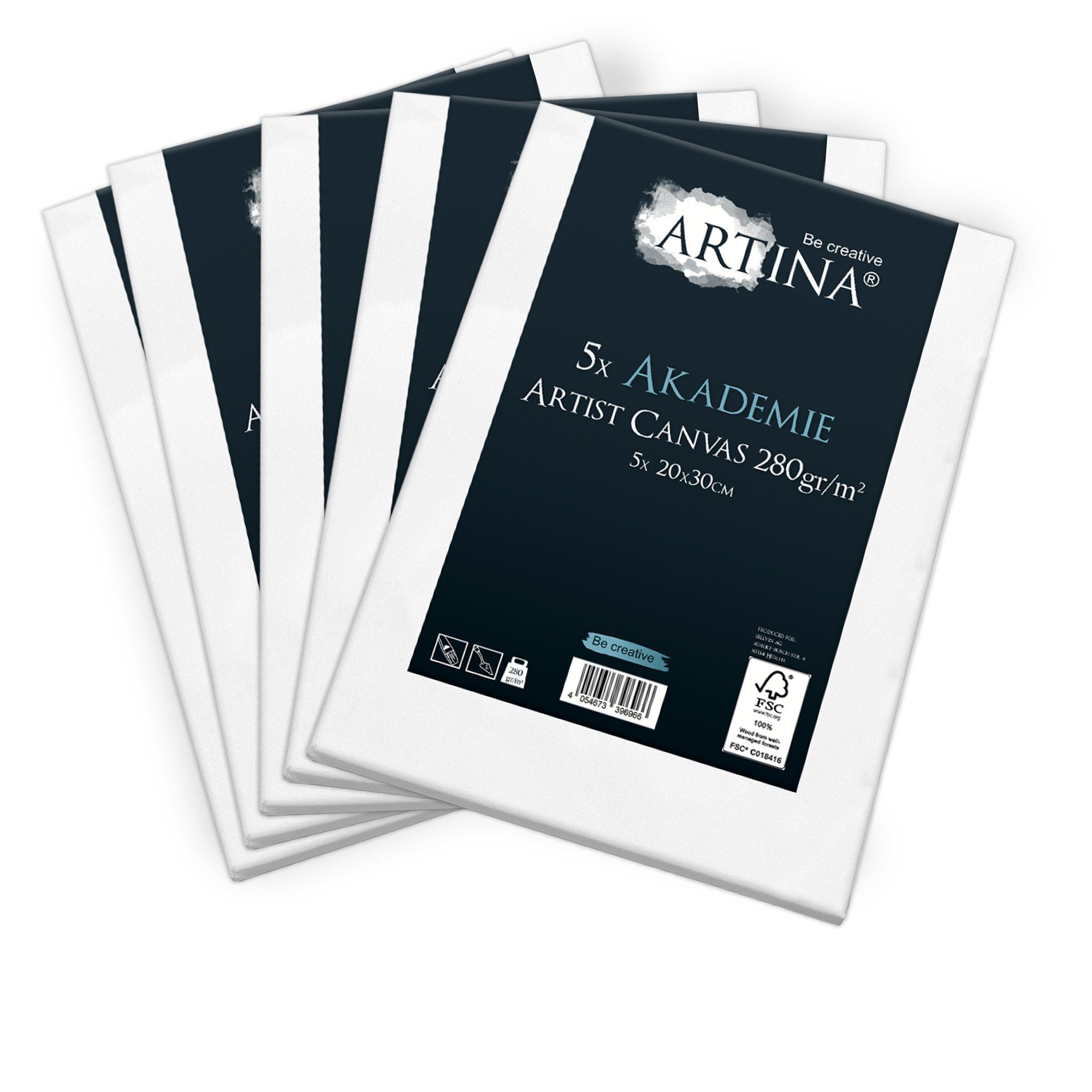 Artina Keilrahmen Keilrahmen Leinwand Akademie, 20x30cm, 5er Set, 100% Baumwolle Leinwände 280 g/m² für Acrylfarben Canvas – Bild 3 von 5