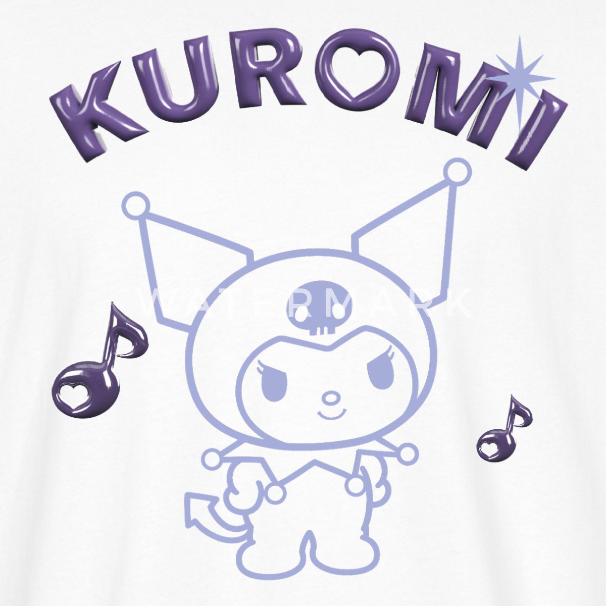 Spreadshirt T-Shirt Kuromi Outline Mit Chrome Schriftzug Oversize Unisex T-Shirt (1-tlg)