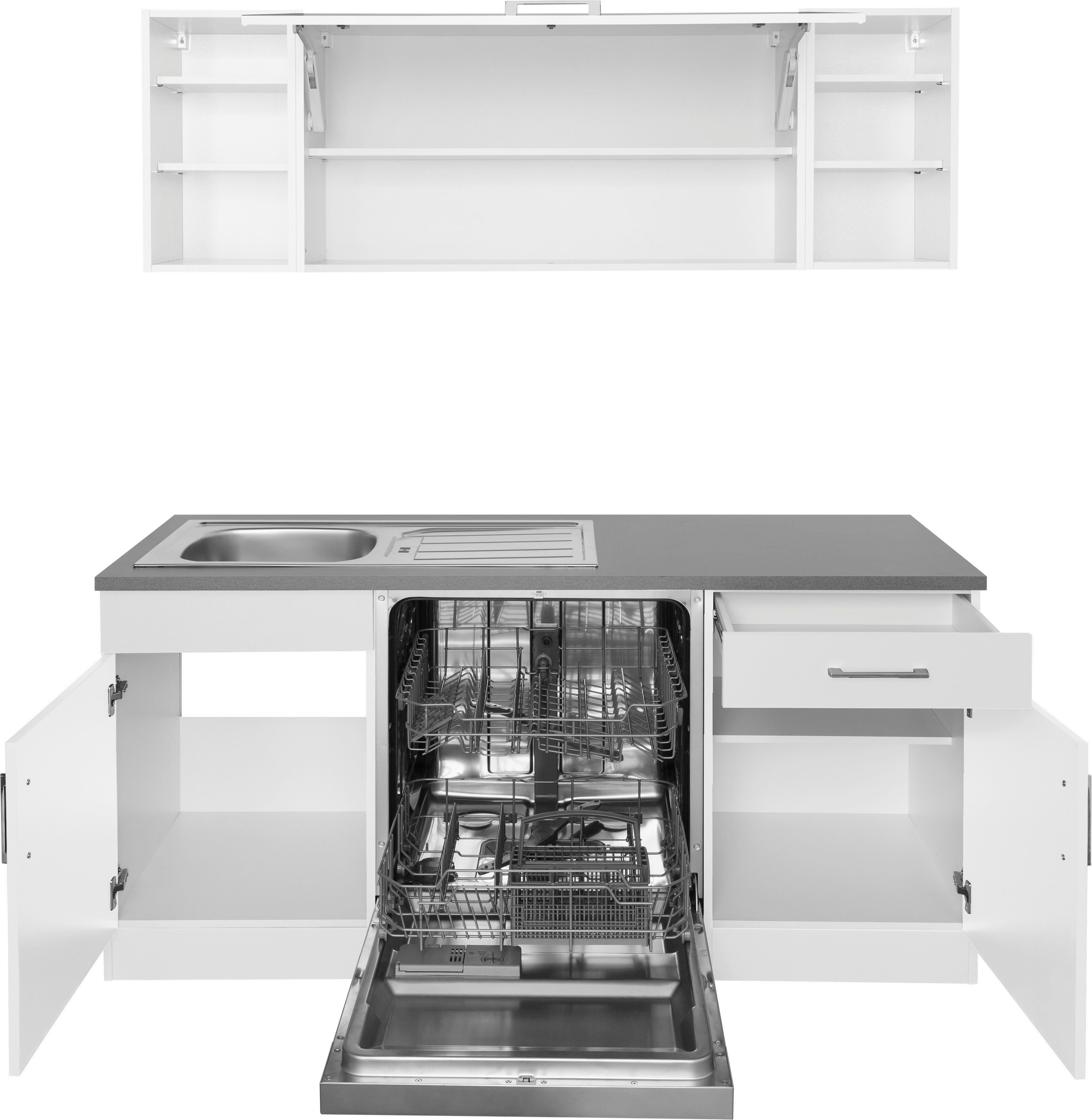 KOCHSTATION Küchenzeile KS-Paris – Küchen mit einzigartigen Fotomotiven auf den Fronten, Stellbreite 220/220 cm, wahlweise mit E-Geräten, mit Motivdruck