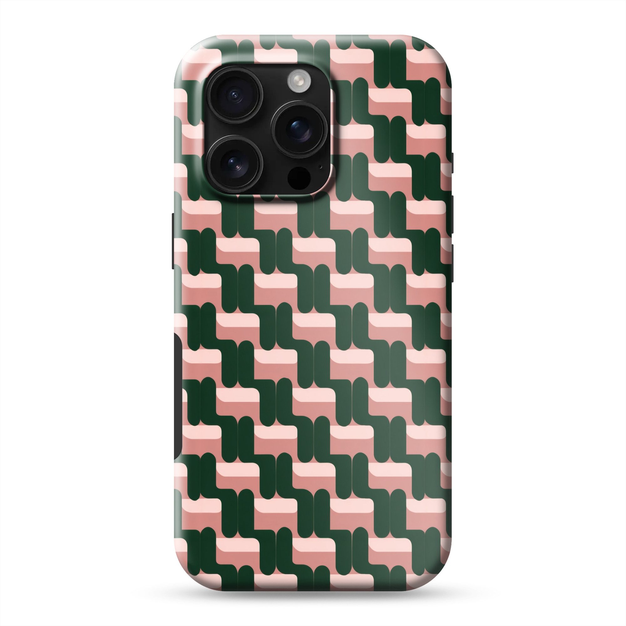 OnlyWow Handyhülle Magsafe für Apple iPhone 16 Pro Zopfmuster - Grün - Rosa - Geometrisch, Handy Case, Hardcase, Stoßfest, Bumper Case