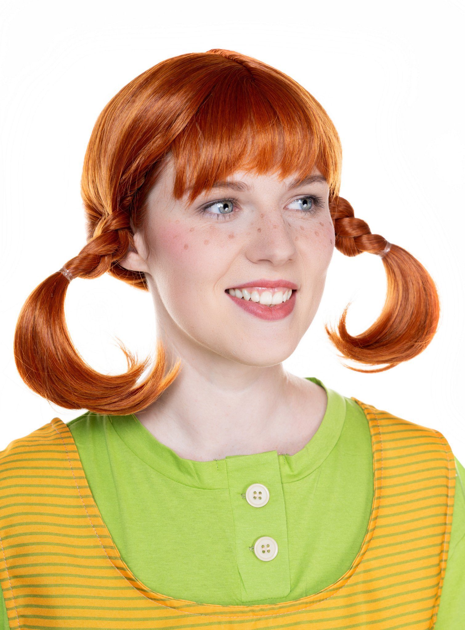 Maskworld Kostüm-Perücke Pippi Langstrumpf Perücke - Faschingskostüm Zubehö, Offizielle, äußerst realistische Pippi Perücke für Erwachsene